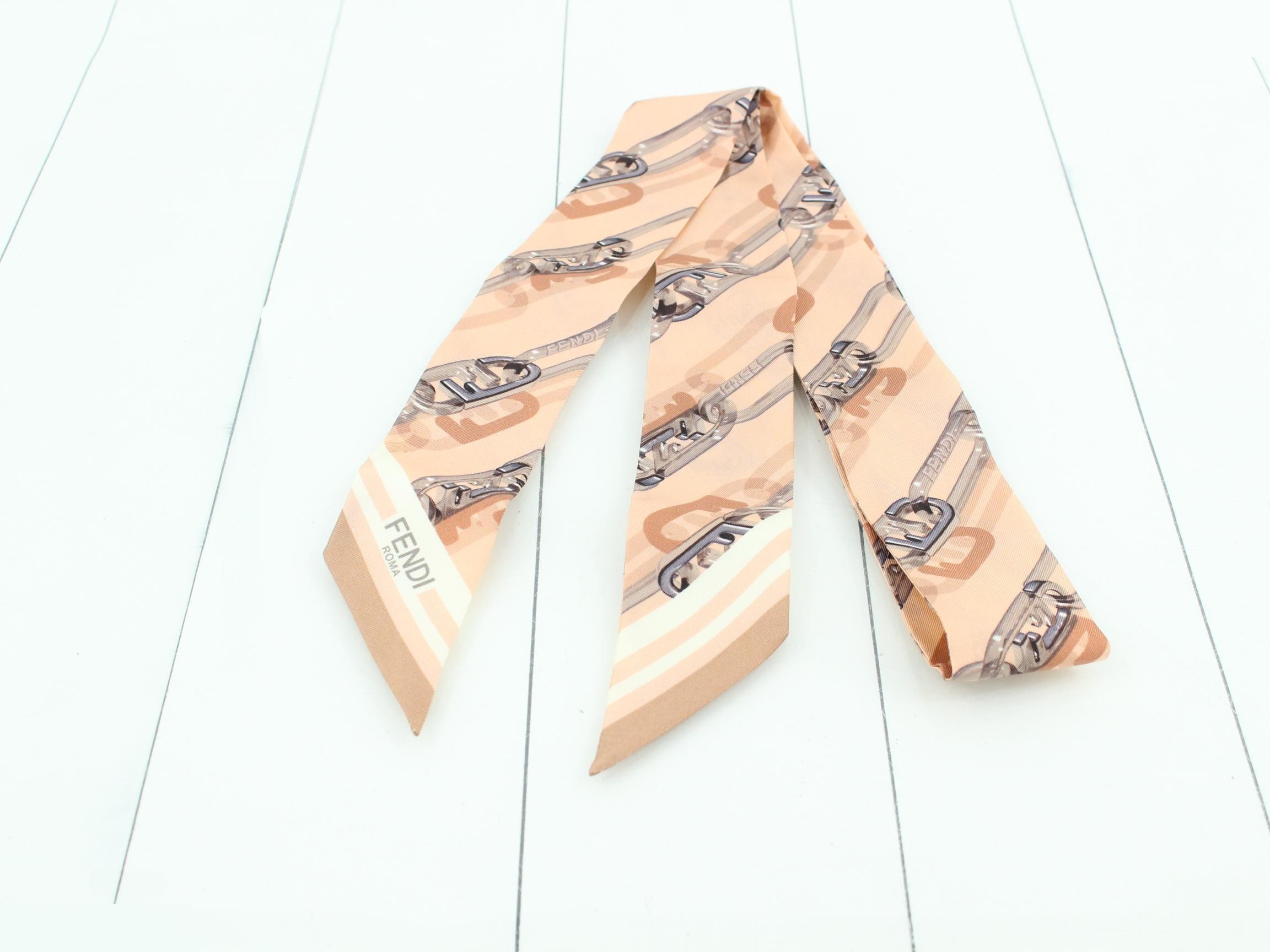Silk chain pattern twilly scarf — view 2