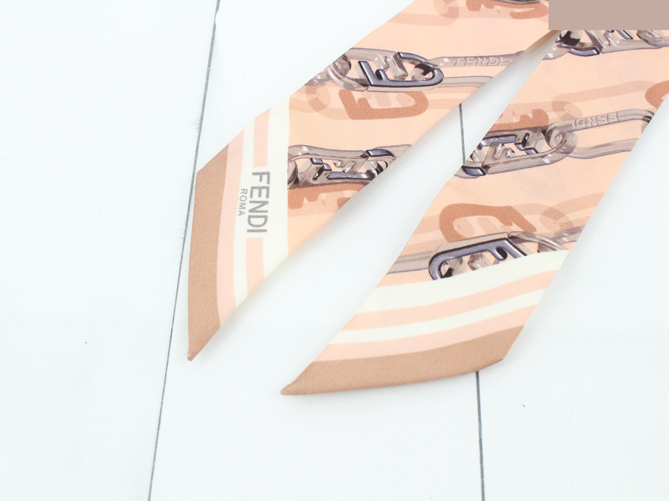 Silk chain pattern twilly scarf — view 3