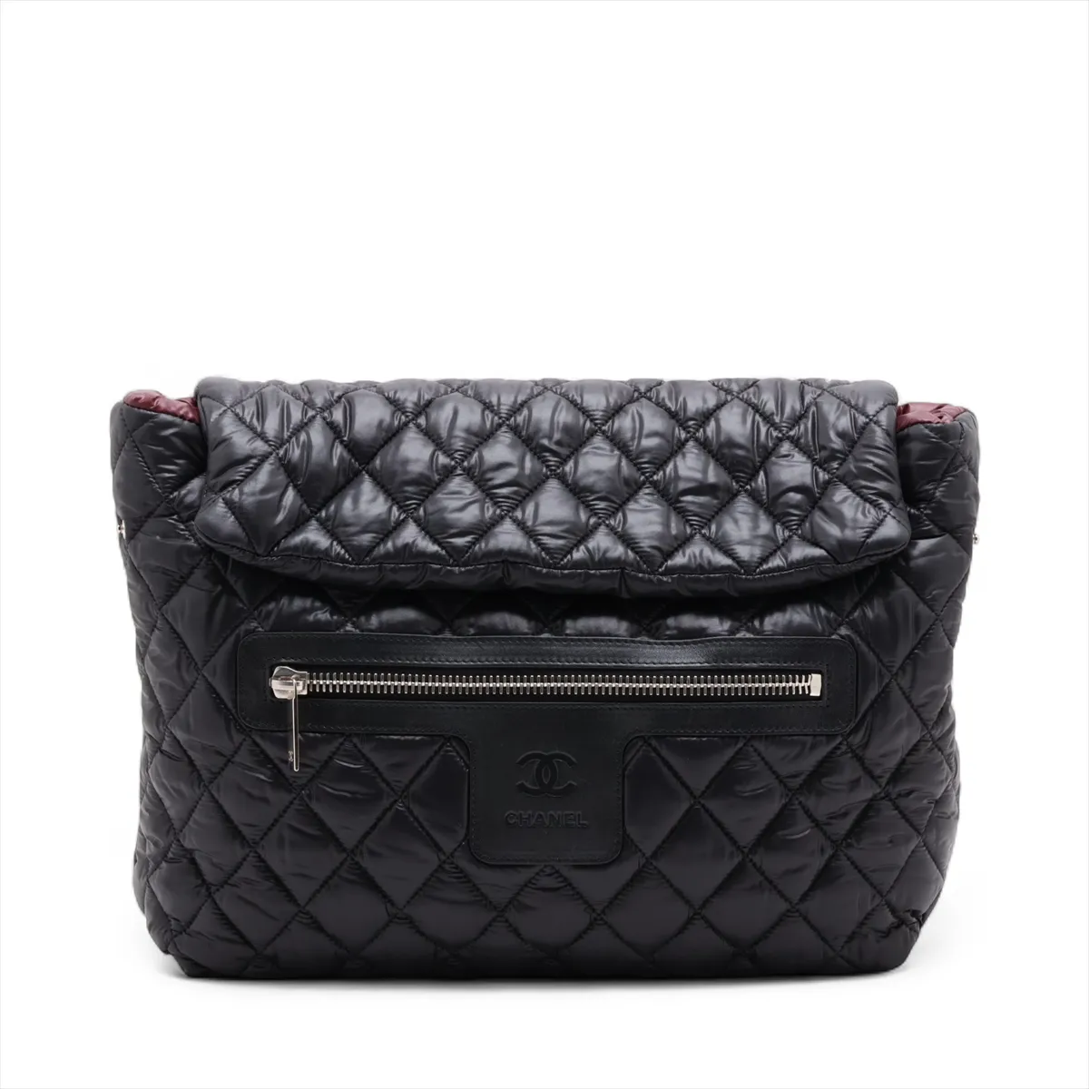 Coco Cocoon Nylon x Leather Backpack, Black with Silver Hardware, Item No. 13646884, Series No. 13