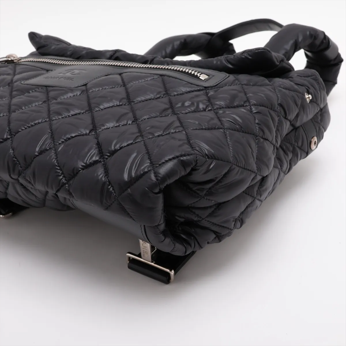 Coco Cocoon Nylon x Leather Backpack, Black with Silver Hardware, Item No. 13646884, Series No. 13 — view 3
