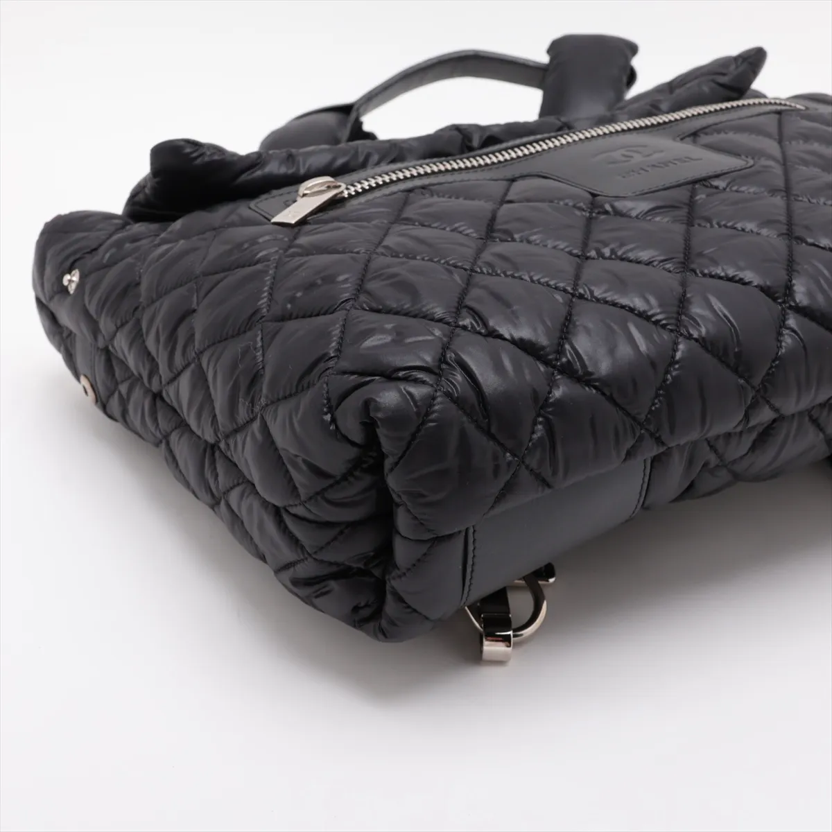 Coco Cocoon Nylon x Leather Backpack, Black with Silver Hardware, Item No. 13646884, Series No. 13 — view 4