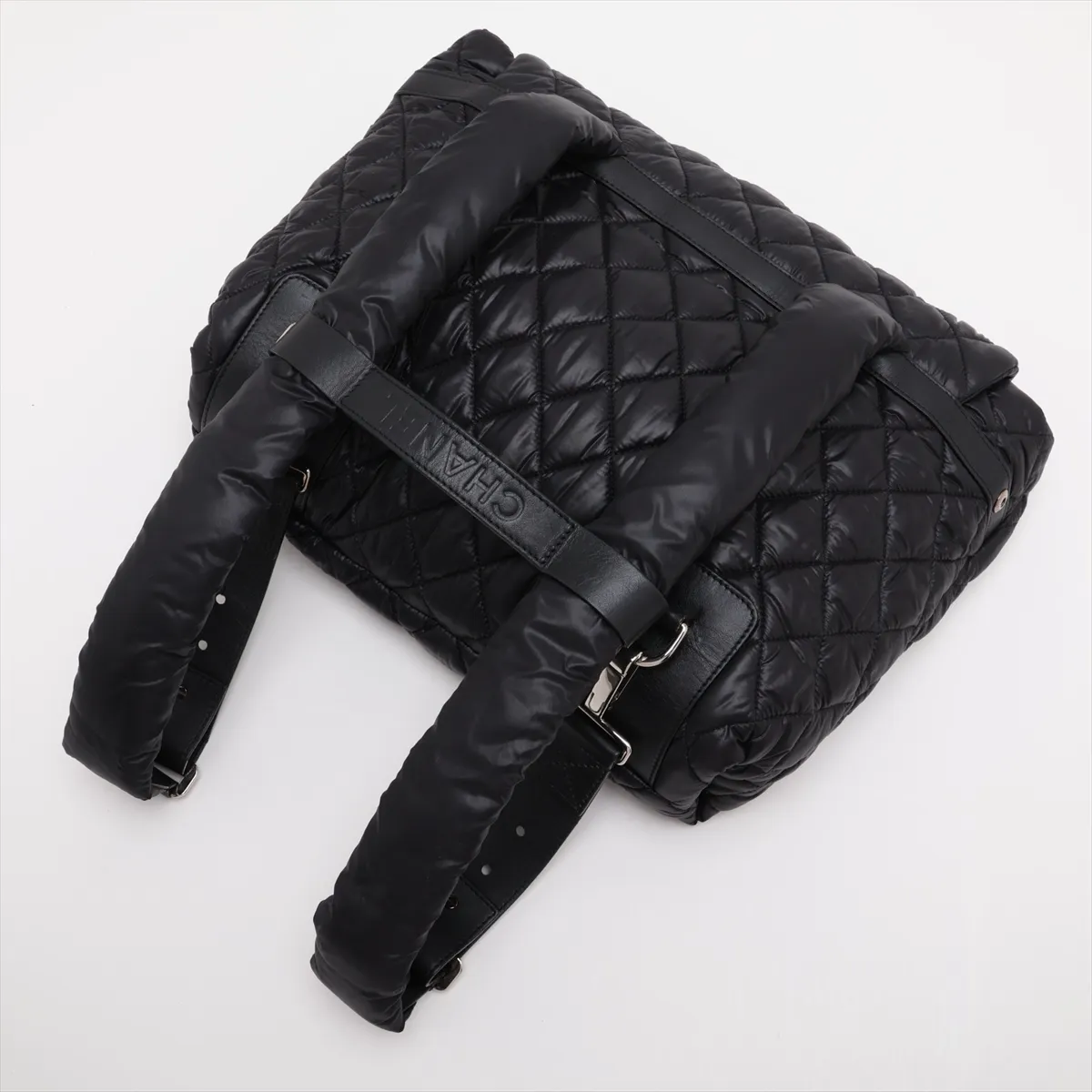 Coco Cocoon Nylon x Leather Backpack, Black with Silver Hardware, Item No. 13646884, Series No. 13 — view 5