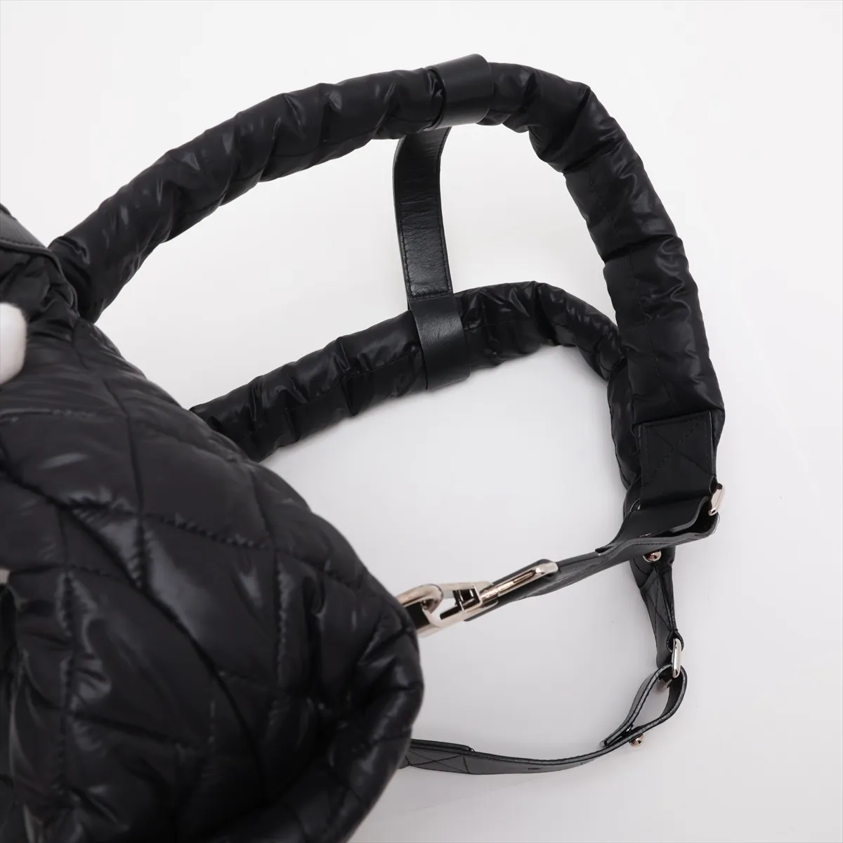 Coco Cocoon Nylon x Leather Backpack, Black with Silver Hardware, Item No. 13646884, Series No. 13 — view 6