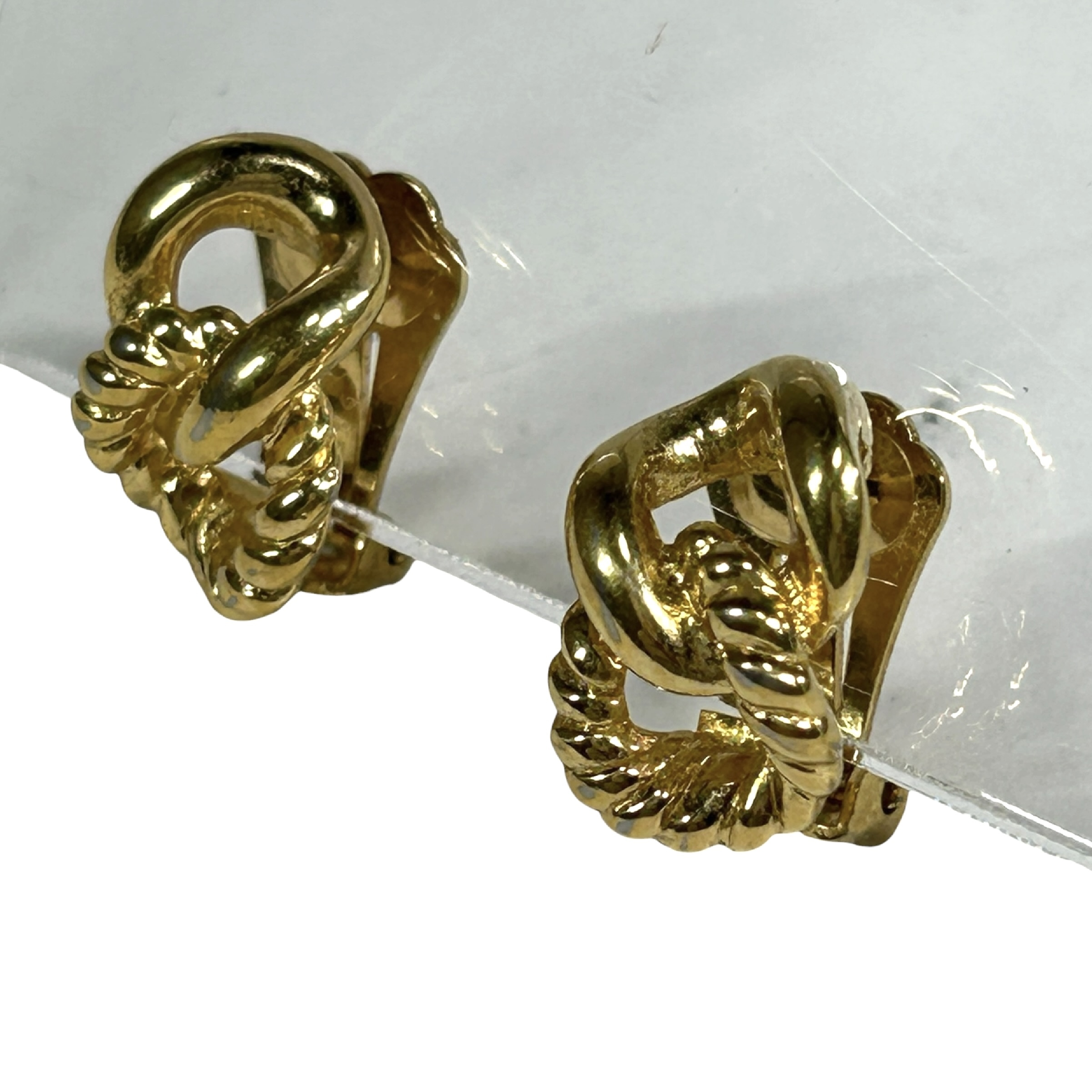 Double Loop Twist Circle Earrings, 0.8cm wide, Gold Tone, Metal Material. — view 2