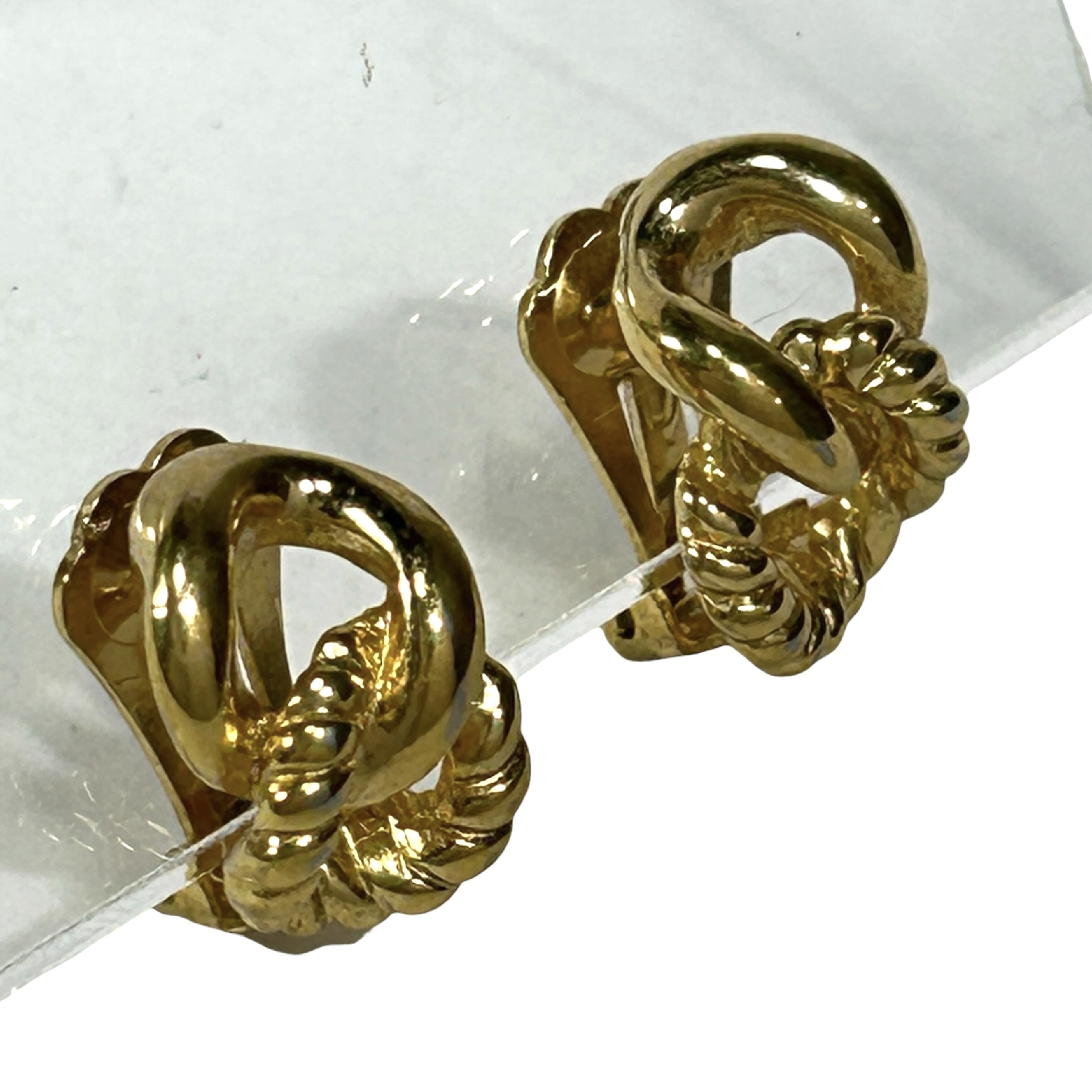 Double Loop Twist Circle Earrings, 0.8cm wide, Gold Tone, Metal Material. — view 3