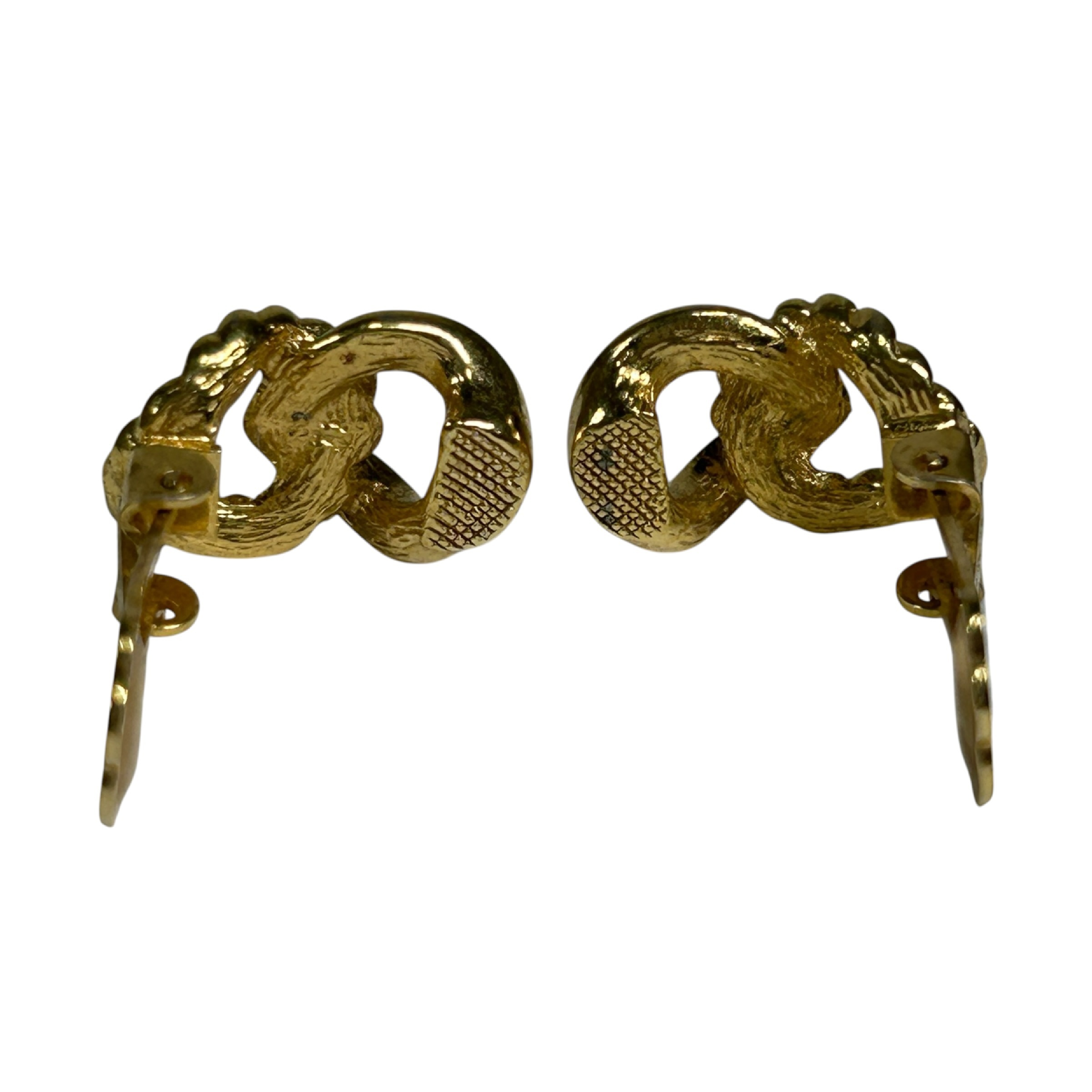 Double Loop Twist Circle Earrings, 0.8cm wide, Gold Tone, Metal Material. — view 5