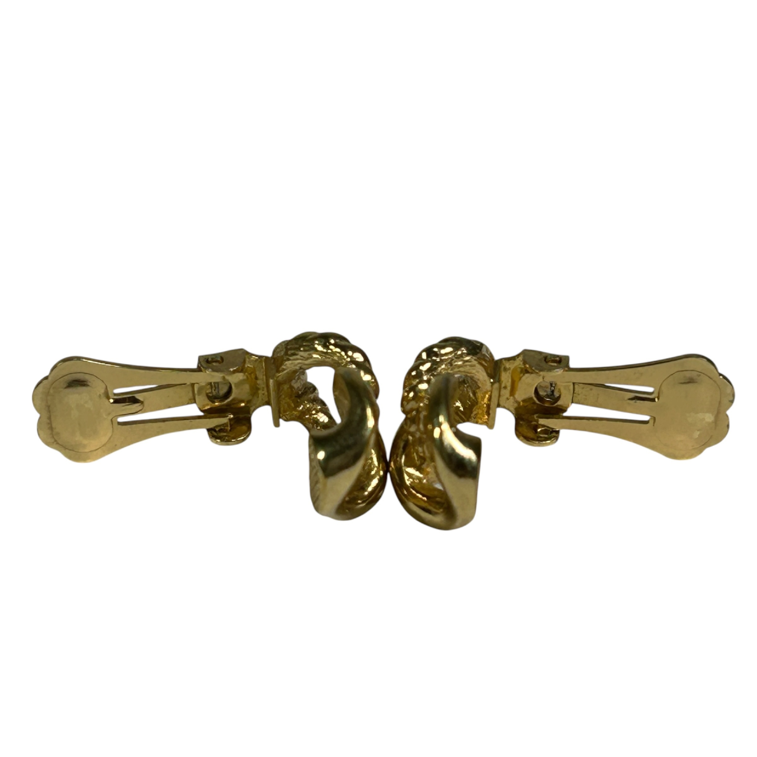 Double Loop Twist Circle Earrings, 0.8cm wide, Gold Tone, Metal Material. — view 6