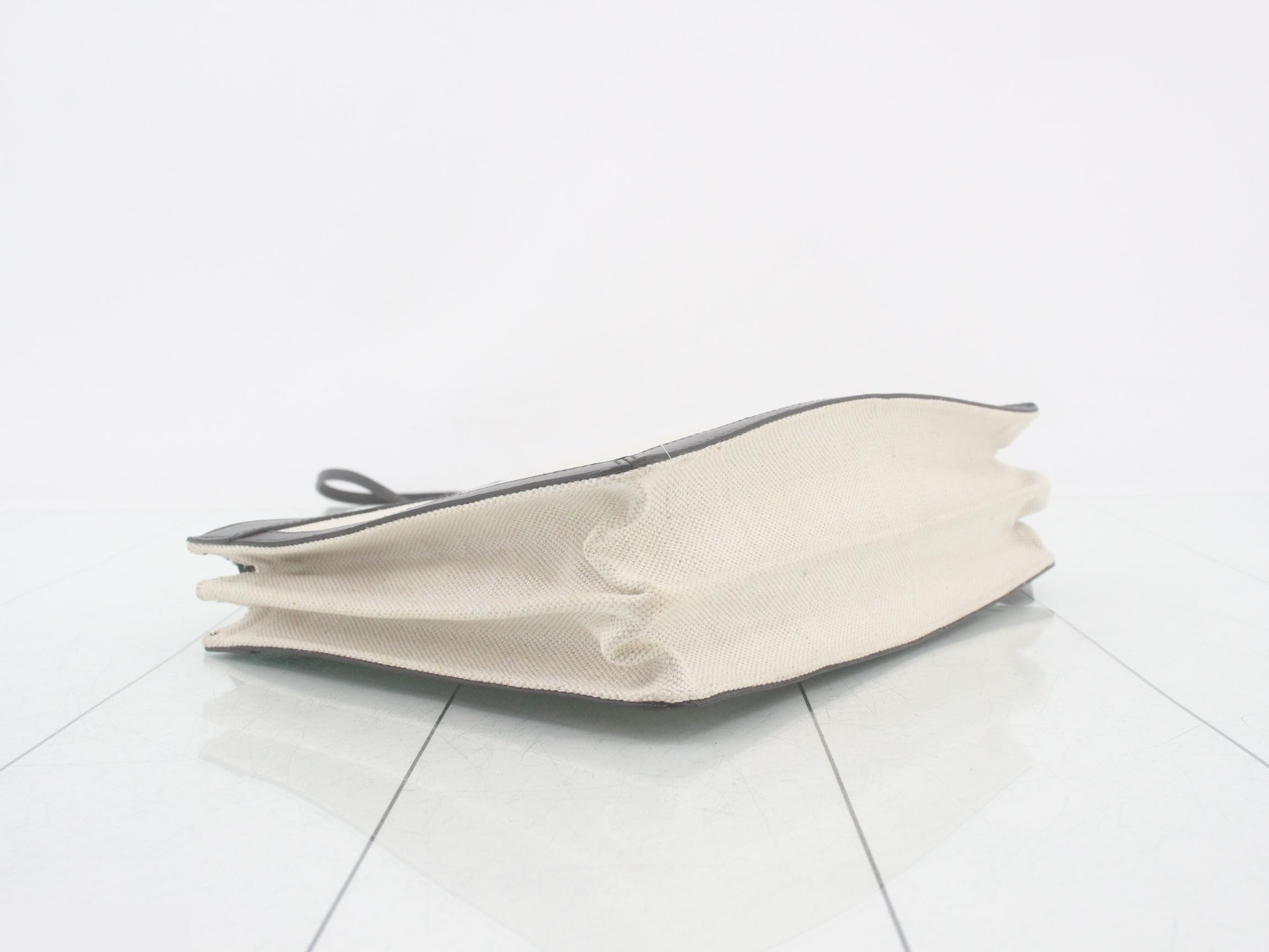 Navy pochette, ivory, black canvas — view 5