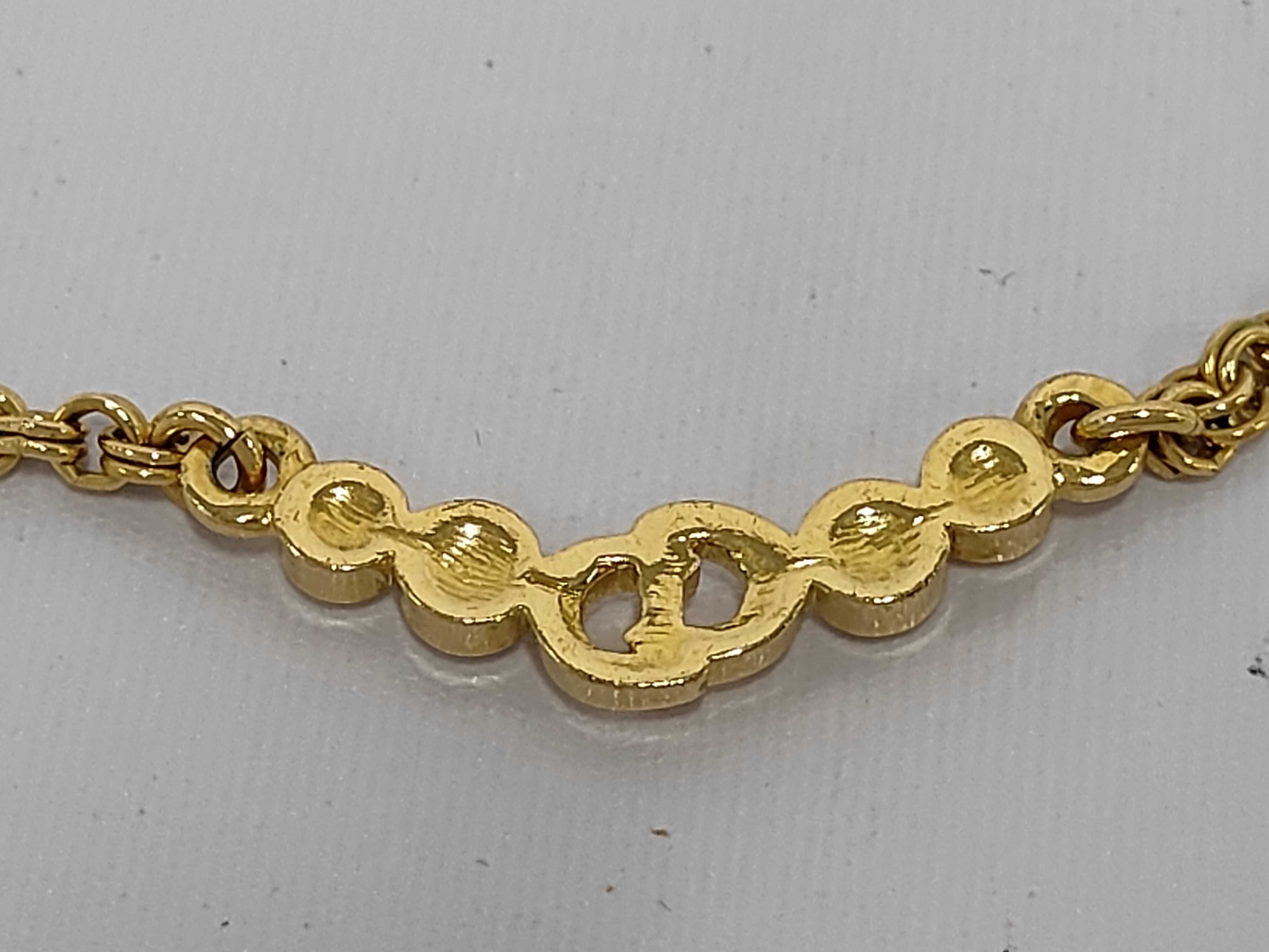 Rhinestone CD Logo Gold Necklace — view 2