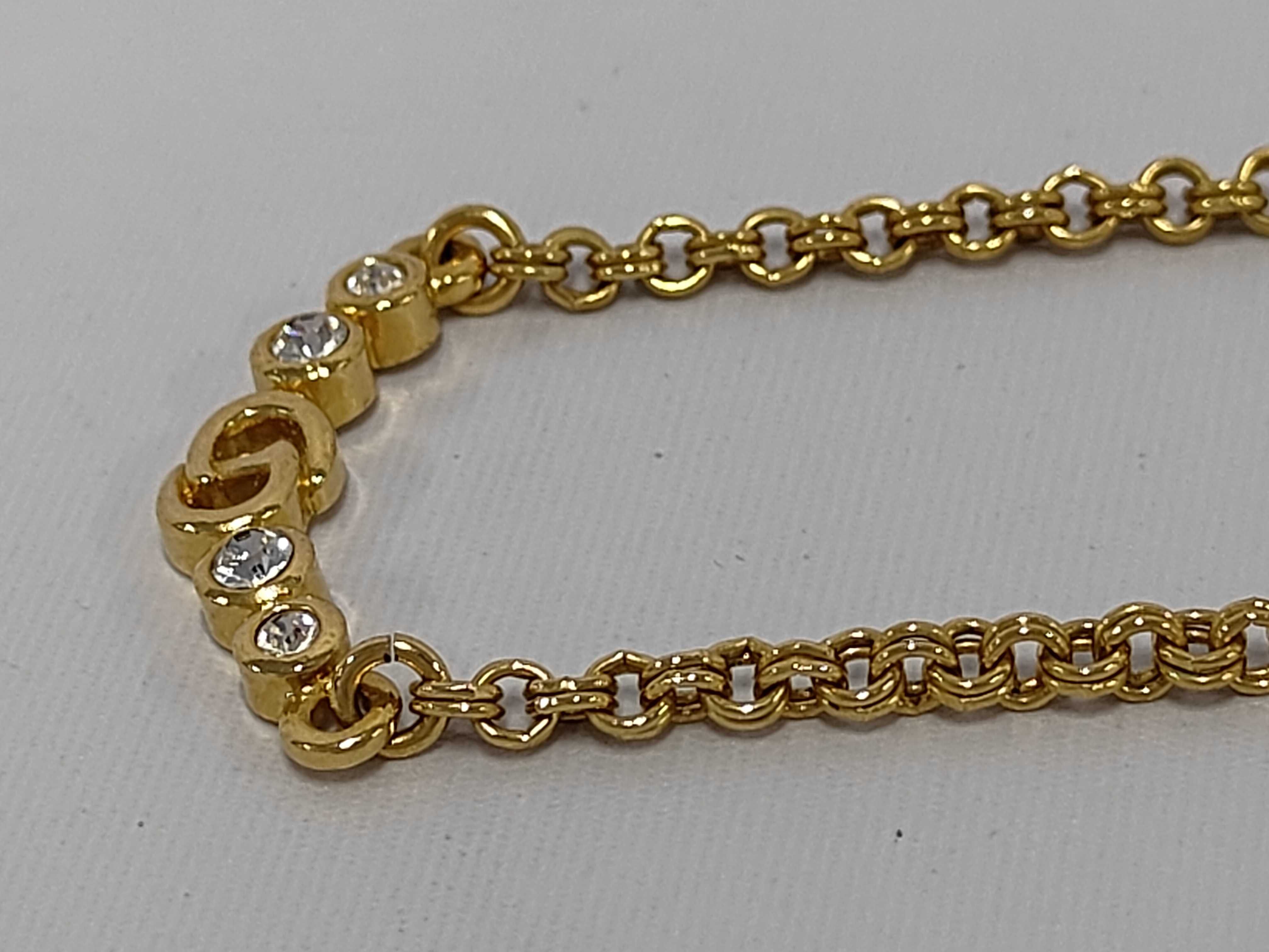 Rhinestone CD Logo Gold Necklace — view 3