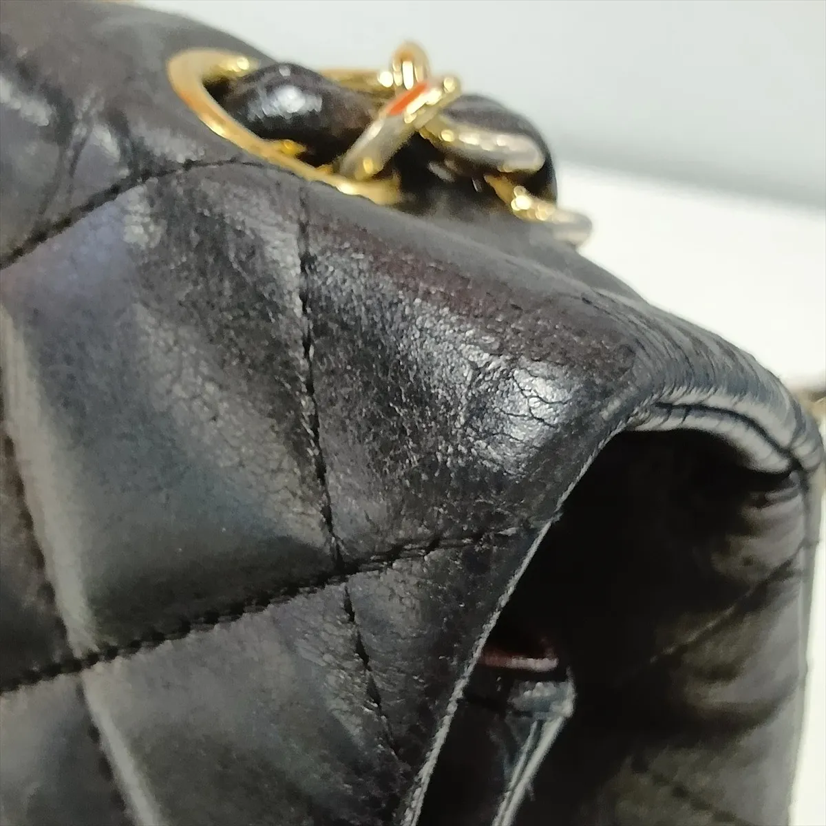 Large Matelassé 30 Lambskin Single Flap Double Chain Bag, Black with Gold Hardware, A28600 — view 12