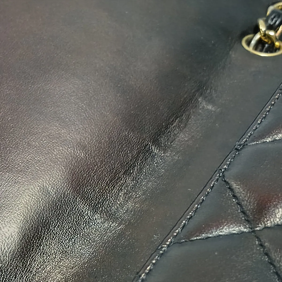 Large Matelassé 30 Lambskin Single Flap Double Chain Bag, Black with Gold Hardware, A28600 — view 15