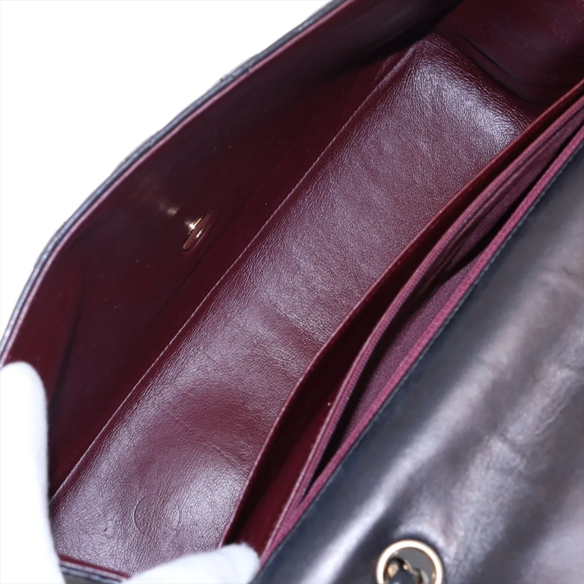 Large Matelassé 30 Lambskin Single Flap Double Chain Bag, Black with Gold Hardware, A28600 — view 6