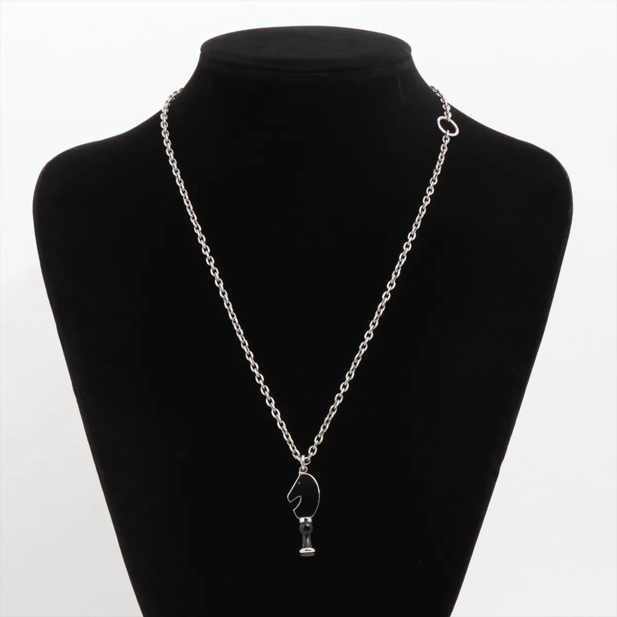 Cavalier Necklace, Metal, Black x Silver. Shows signs of wear, — view 5