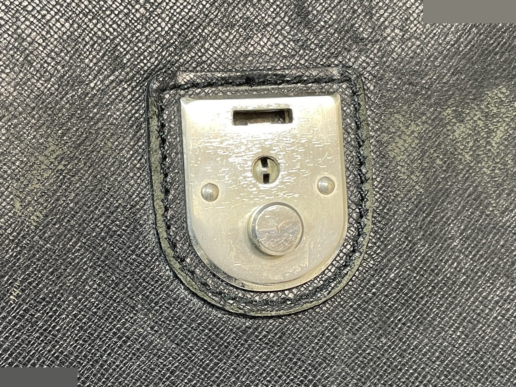 Genuine Leather Embossed Check Second Bag, Black — view 11
