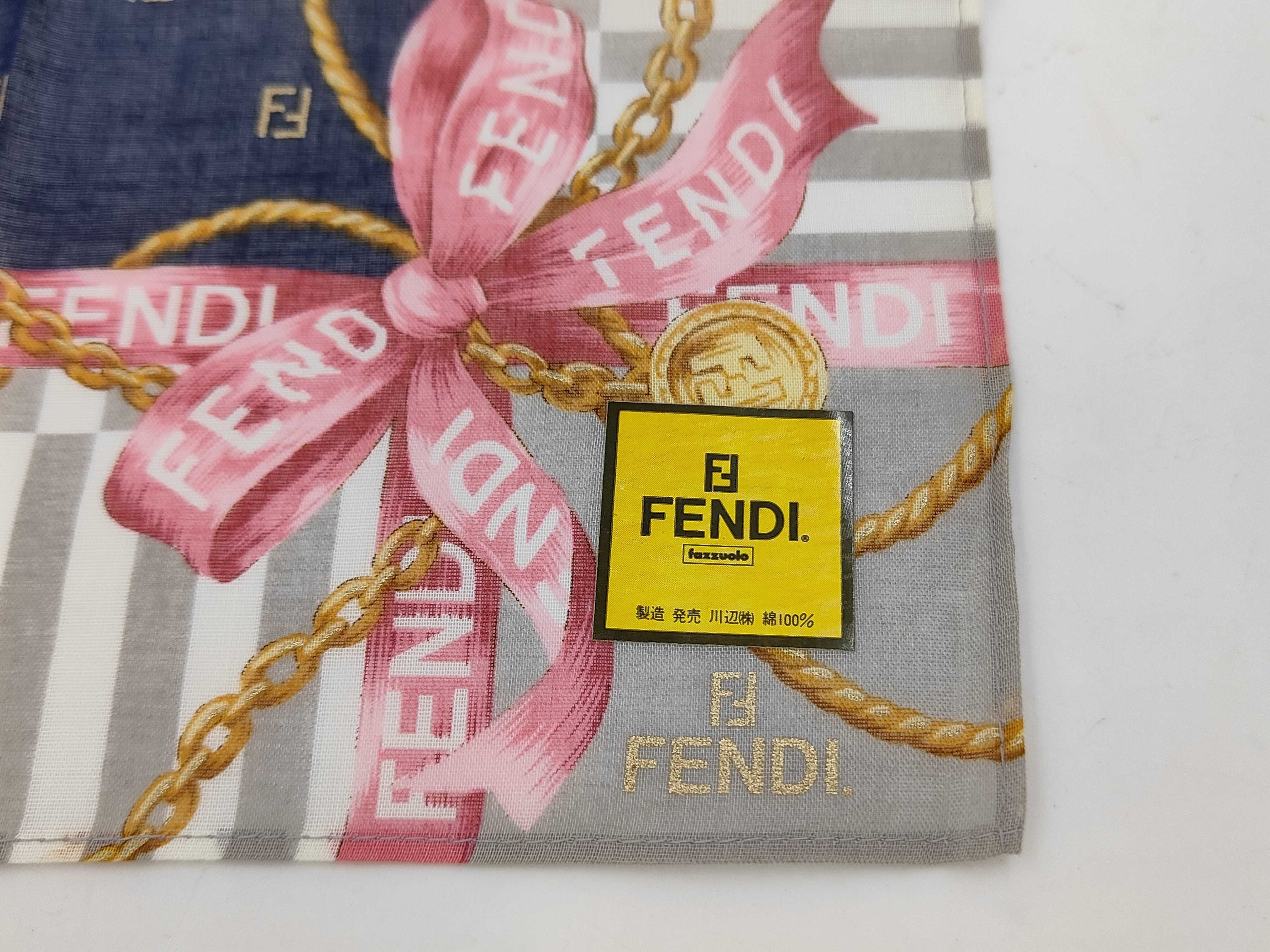scarf/handkerchief, Zucchino design, FF ribbon and chain pattern, with sticker, and other accessories. — view 3