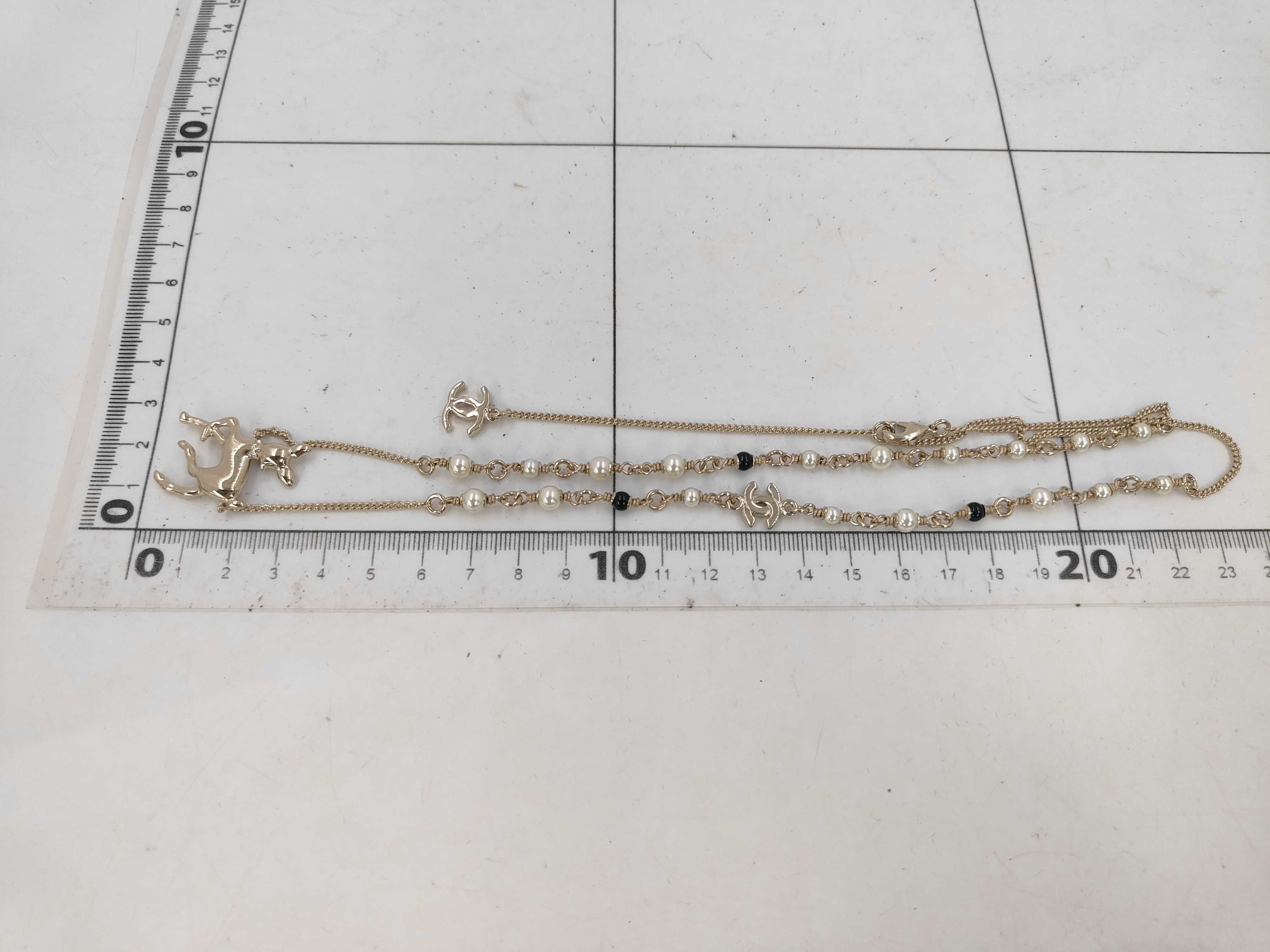 G26C Bambi Coco Mark Rhinestone GP Faux Pearl Necklace — view 6