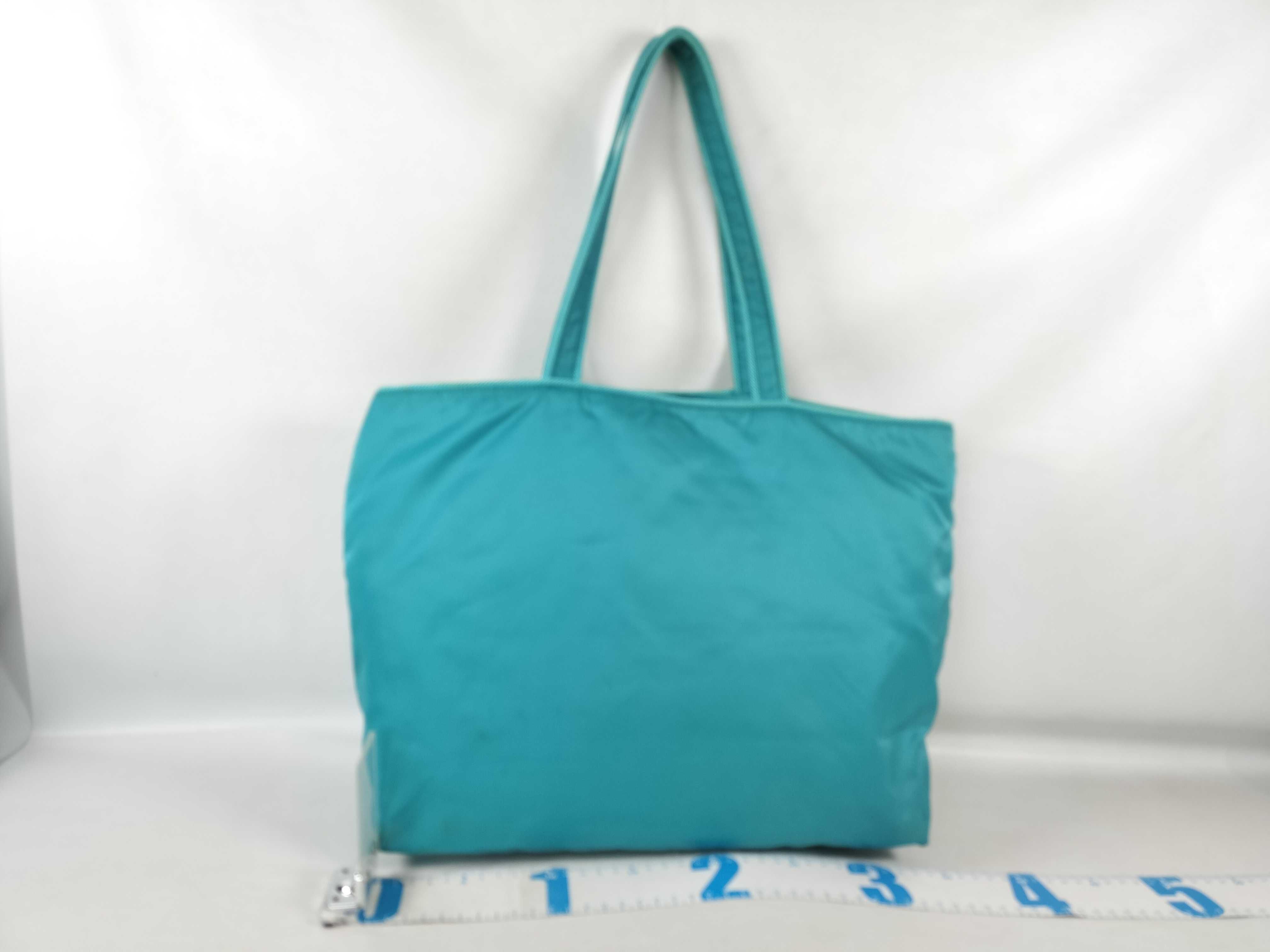 Nylon 1BG065 Nylon Ribbon Tote Bag, Turquoise, with Guarantee Card. — view 2