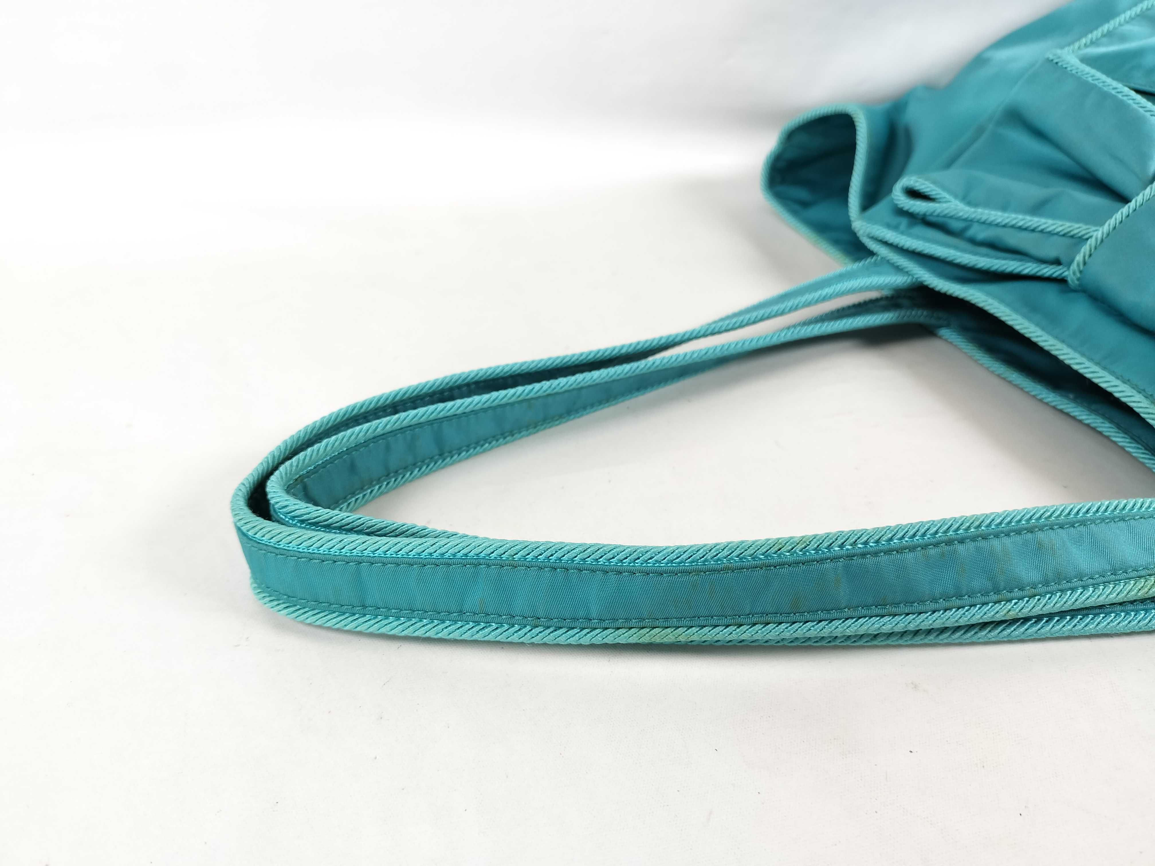 Nylon 1BG065 Nylon Ribbon Tote Bag, Turquoise, with Guarantee Card. — view 3