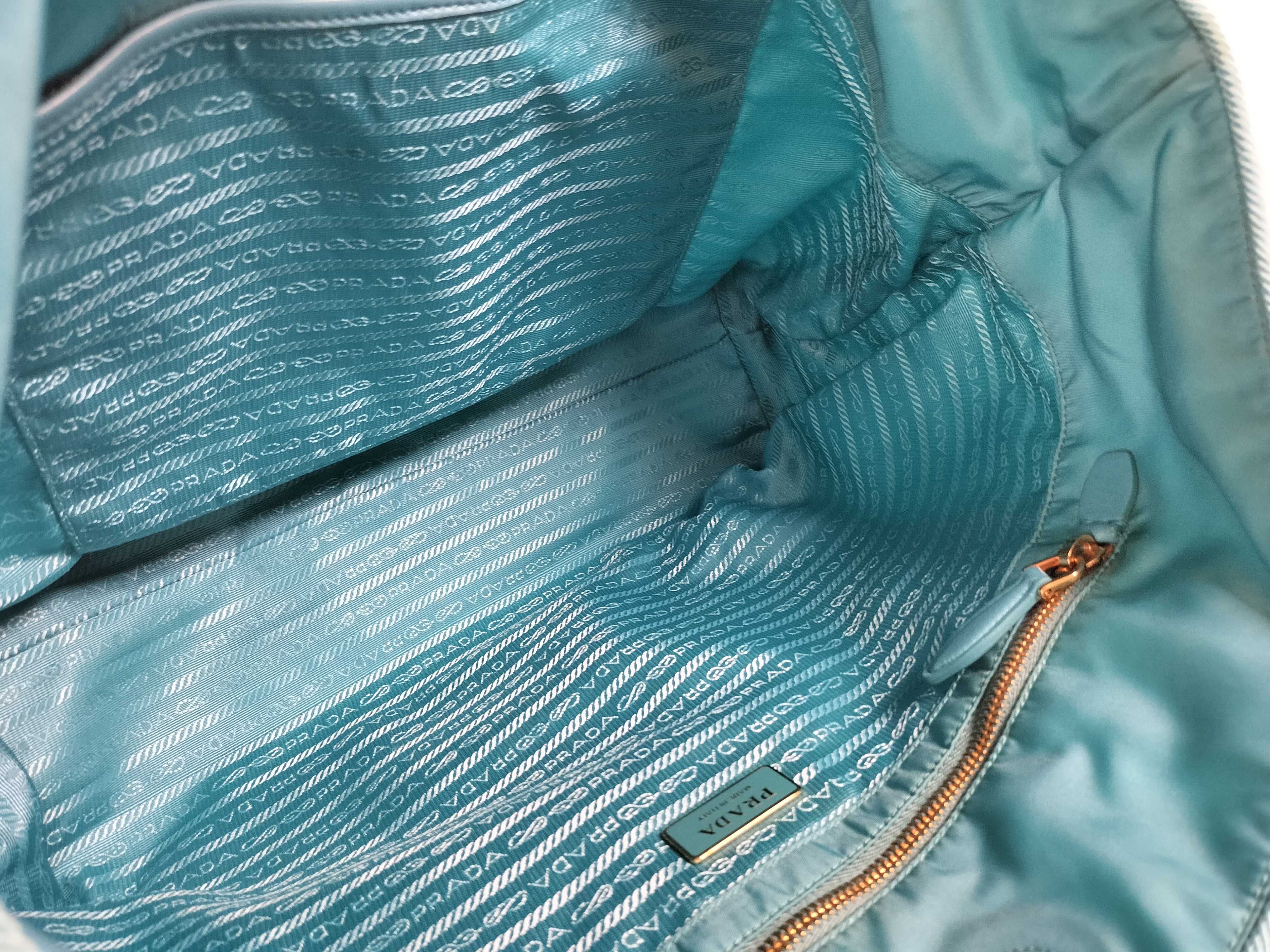 Nylon 1BG065 Nylon Ribbon Tote Bag, Turquoise, with Guarantee Card. — view 8