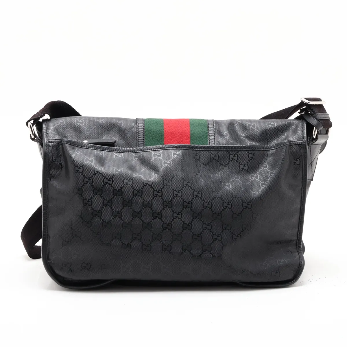 GG Imprime 269376 PVC x Leather Shoulder Bag, Black — view 2