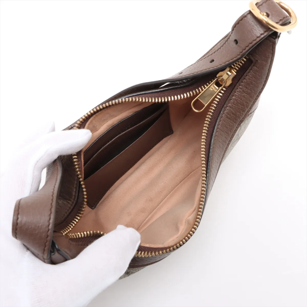 GG Supreme Ophidia PVC x Leather Handbag Beige x Brown 658551 — view 7