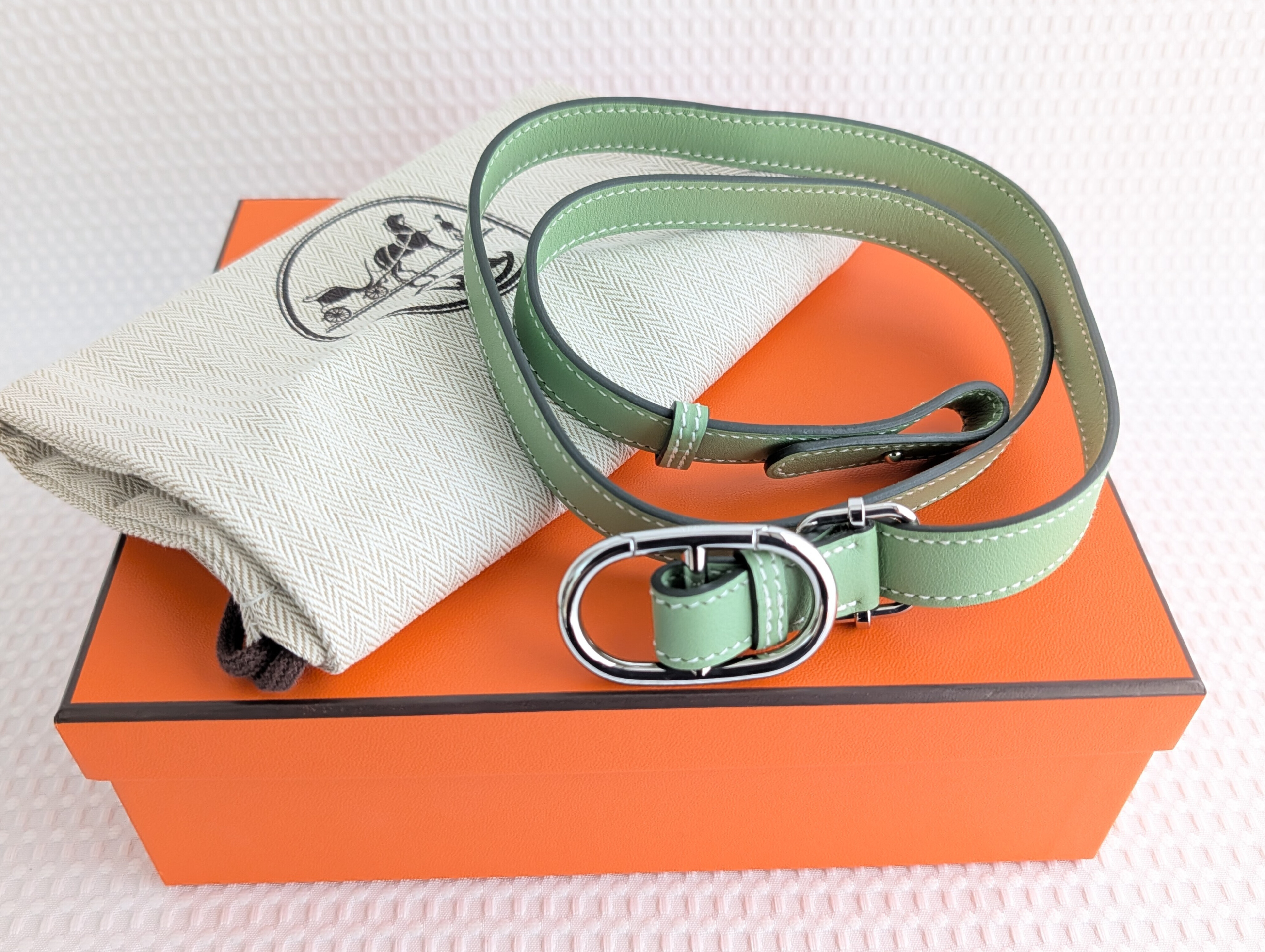 In the Loop Body Bag, Vert Cricket, Bamboo, Silver Hardware, Y Stamp, Shoulder Bag — view 2