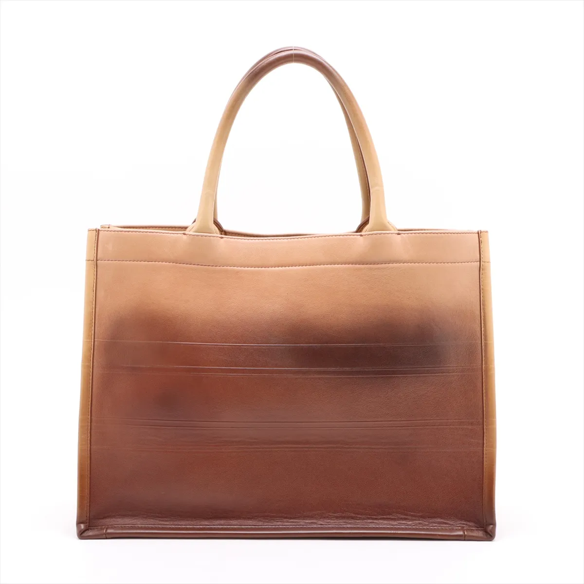 Book Tote Medium Leather Tote Bag Brown — view 2
