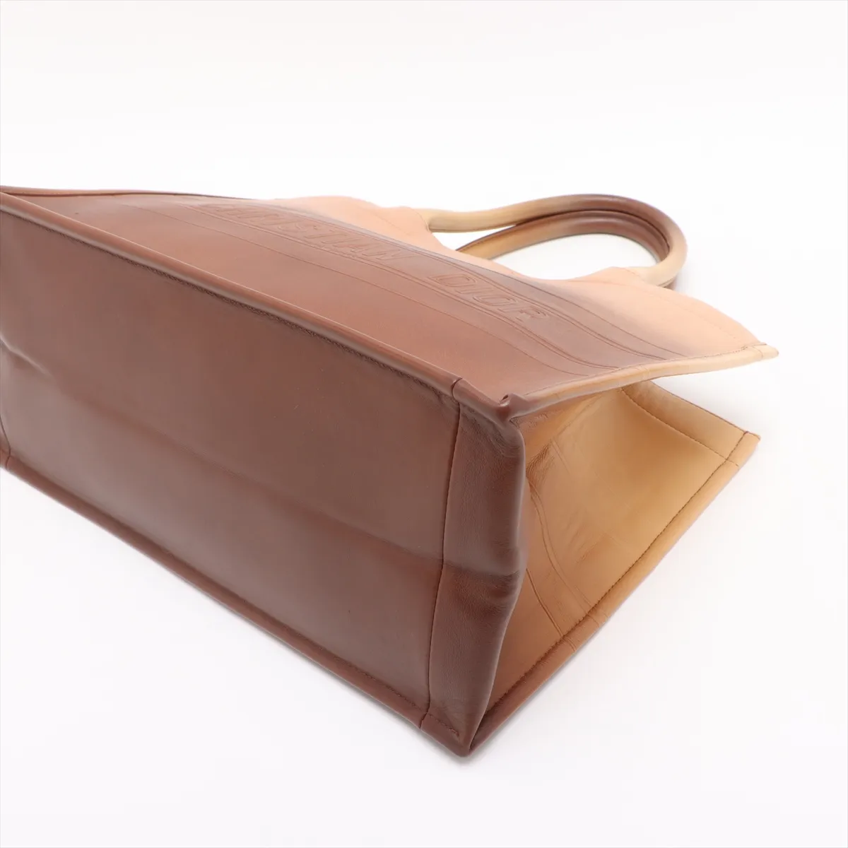 Book Tote Medium Leather Tote Bag Brown — view 3