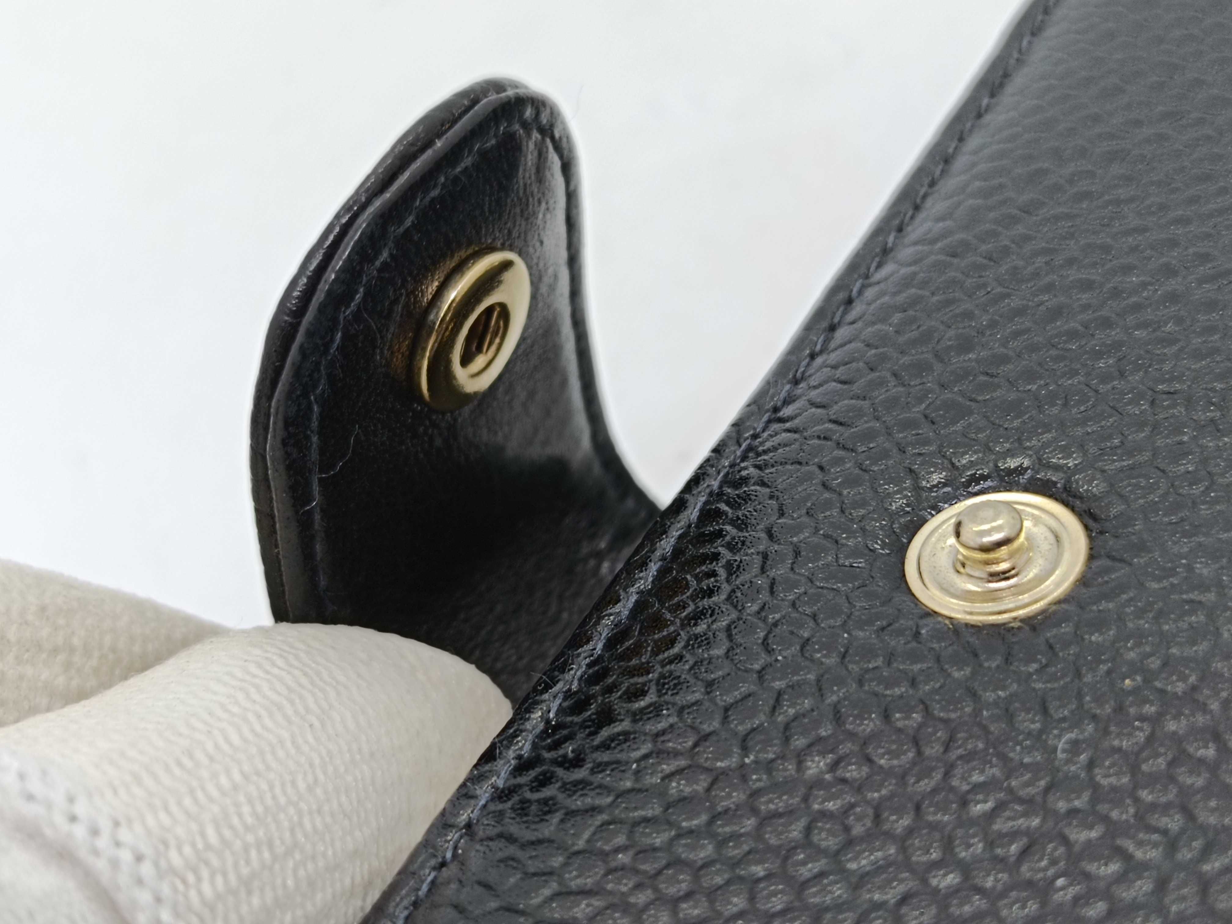 Caviar Skin Bi-fold Long Wallet / Coco Mark Black Wallet — view 7