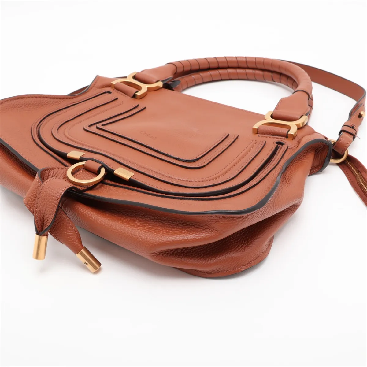 Marcie Leather 2-Way Handbag, Brown — view 3