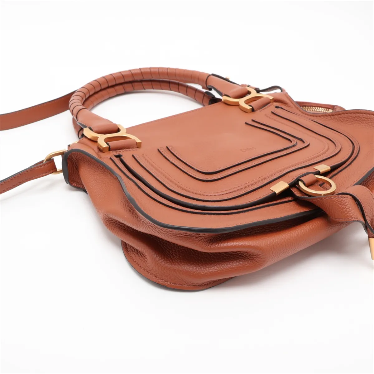 Marcie Leather 2-Way Handbag, Brown — view 4