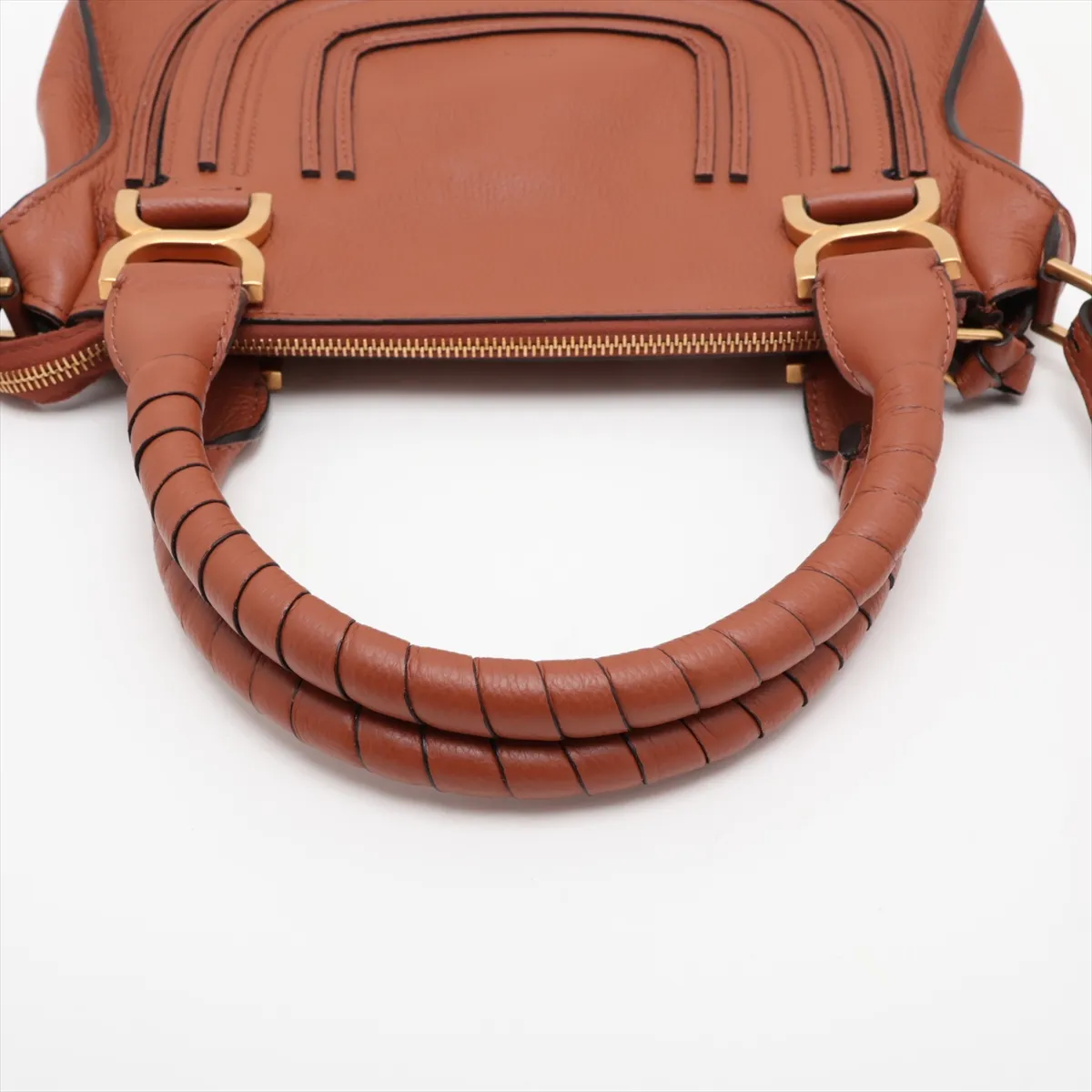 Marcie Leather 2-Way Handbag, Brown — view 5
