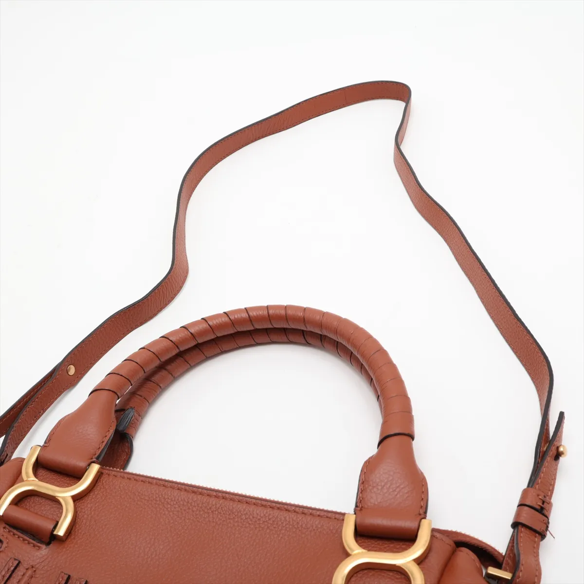 Marcie Leather 2-Way Handbag, Brown — view 7