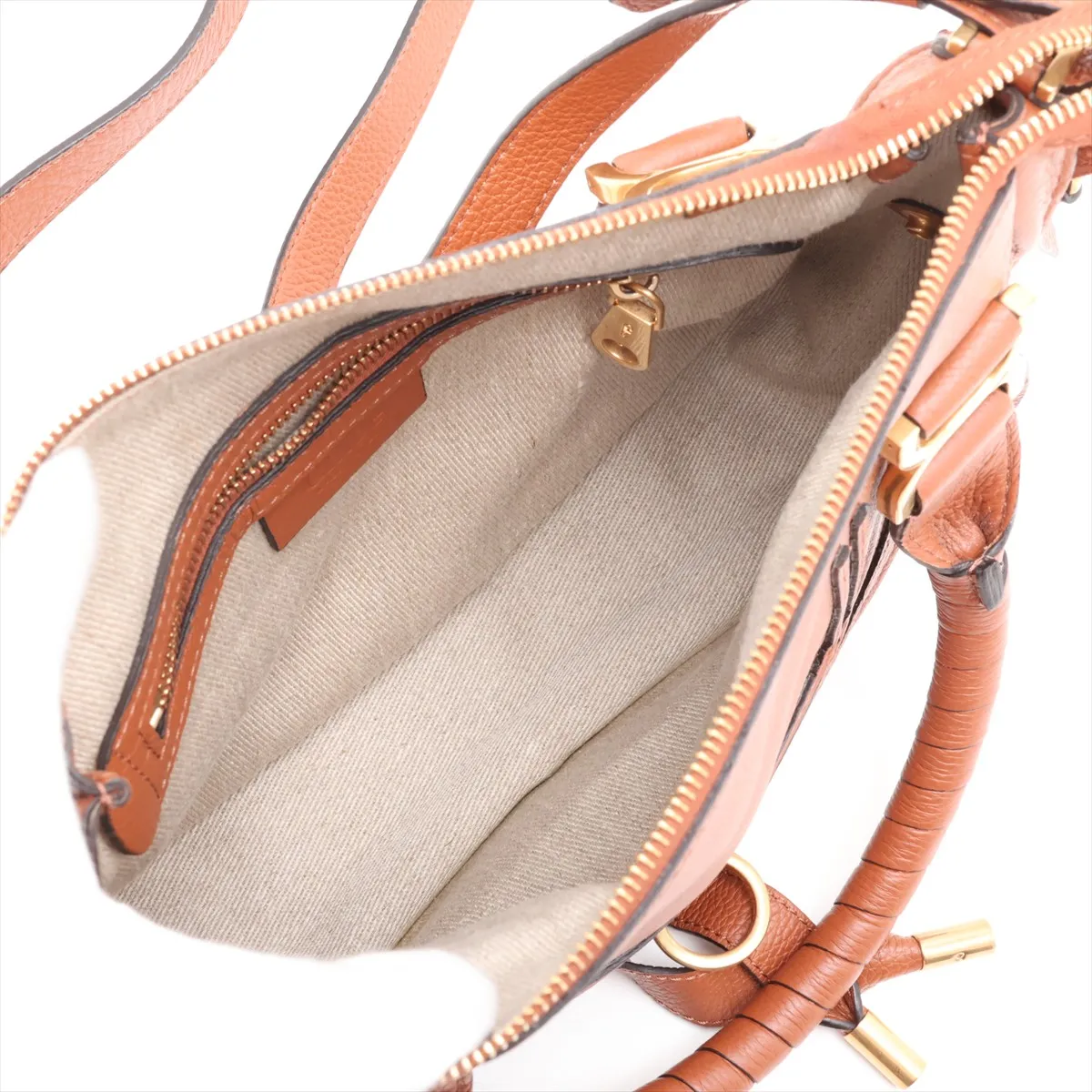 Marcie Leather 2-Way Handbag, Brown — view 8