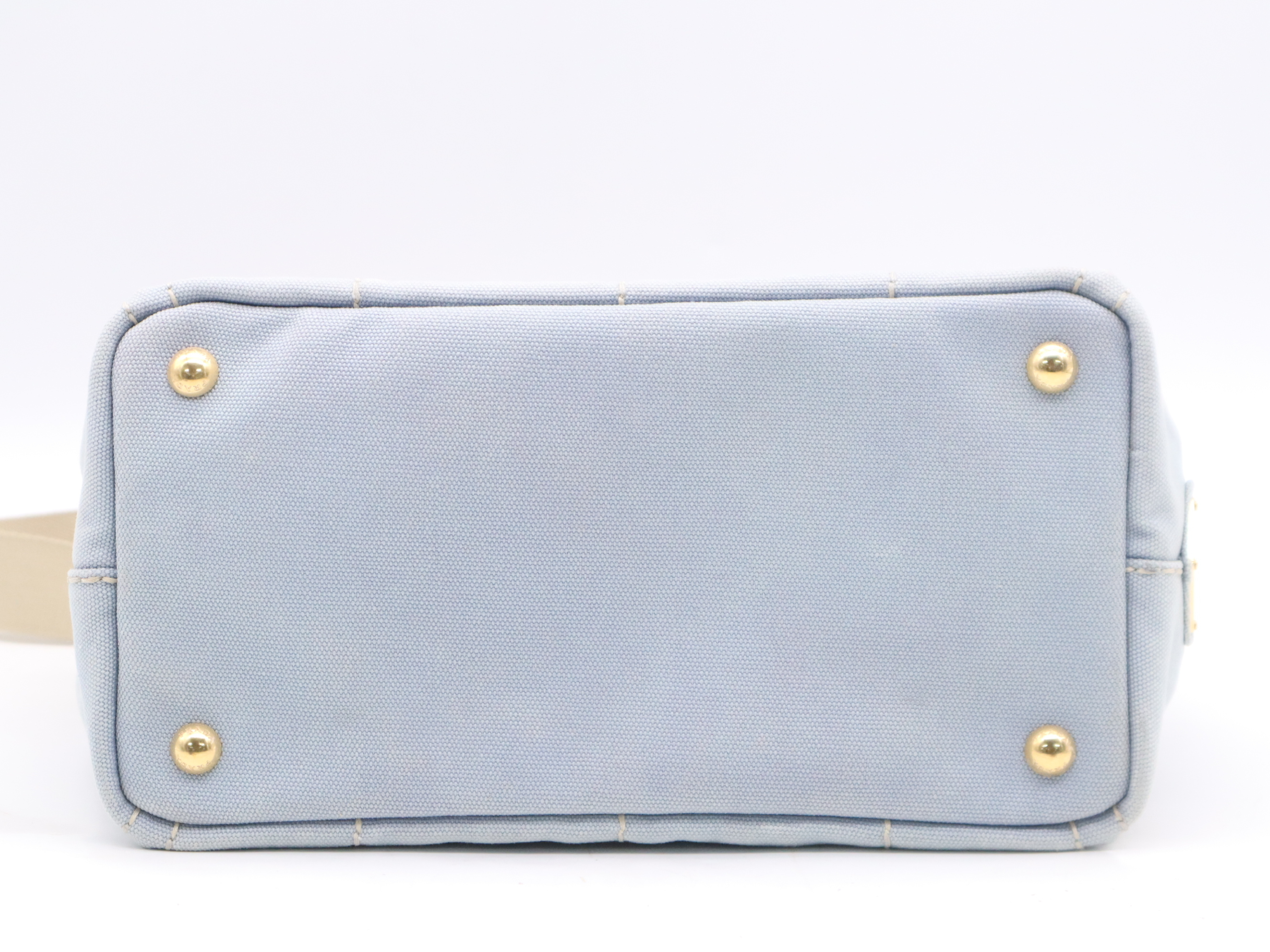 Denim Canapa Mini Handbag, Blue, Gold Hardware, with Shoulder Strap — view 4
