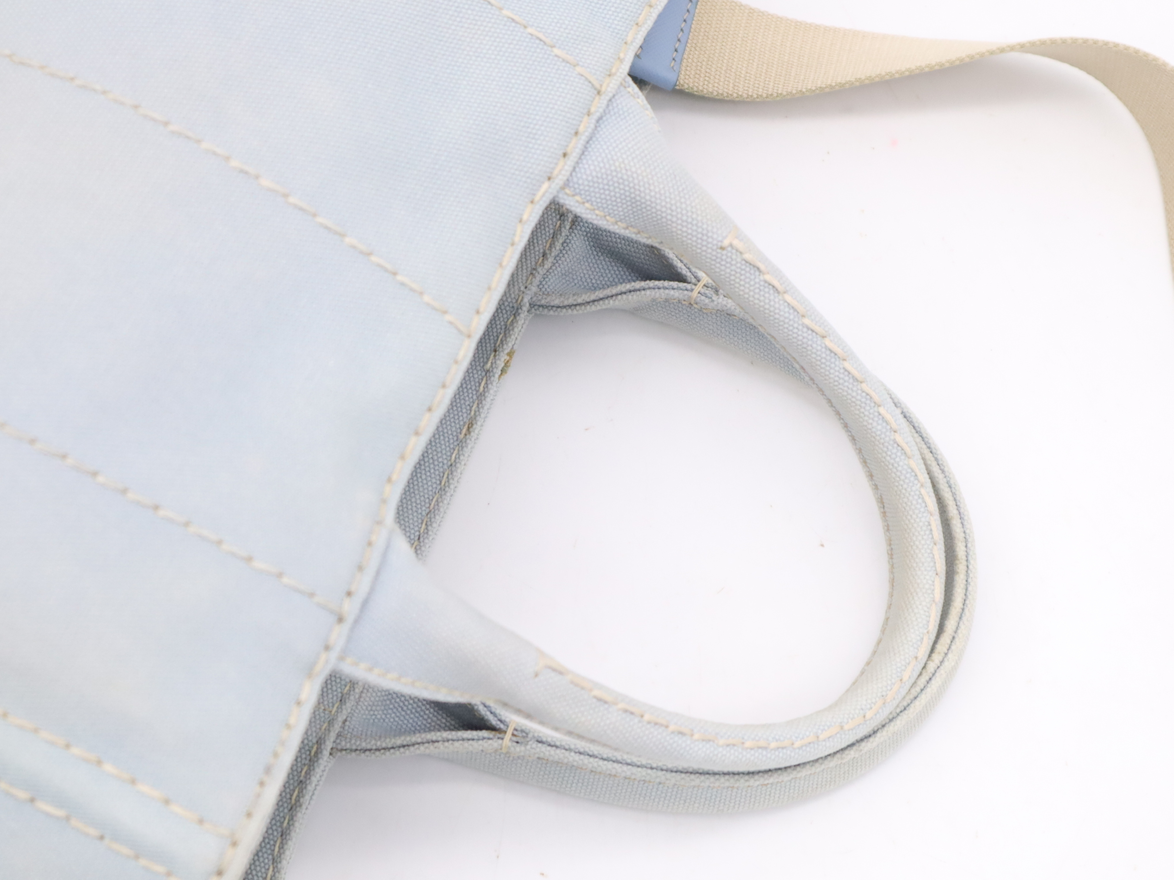 Denim Canapa Mini Handbag, Blue, Gold Hardware, with Shoulder Strap — view 6