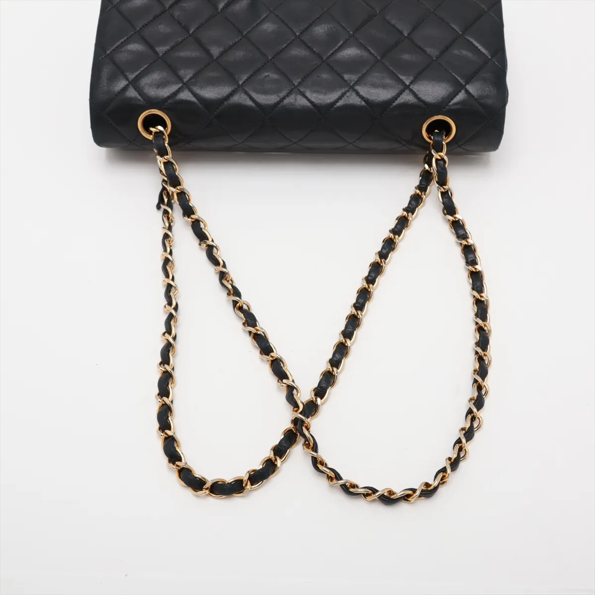 Matelassé 25 Lambskin Double Flap Double Chain Bag, Black with Gold Hardware, 2349326, Series 2, A01112 — view 5