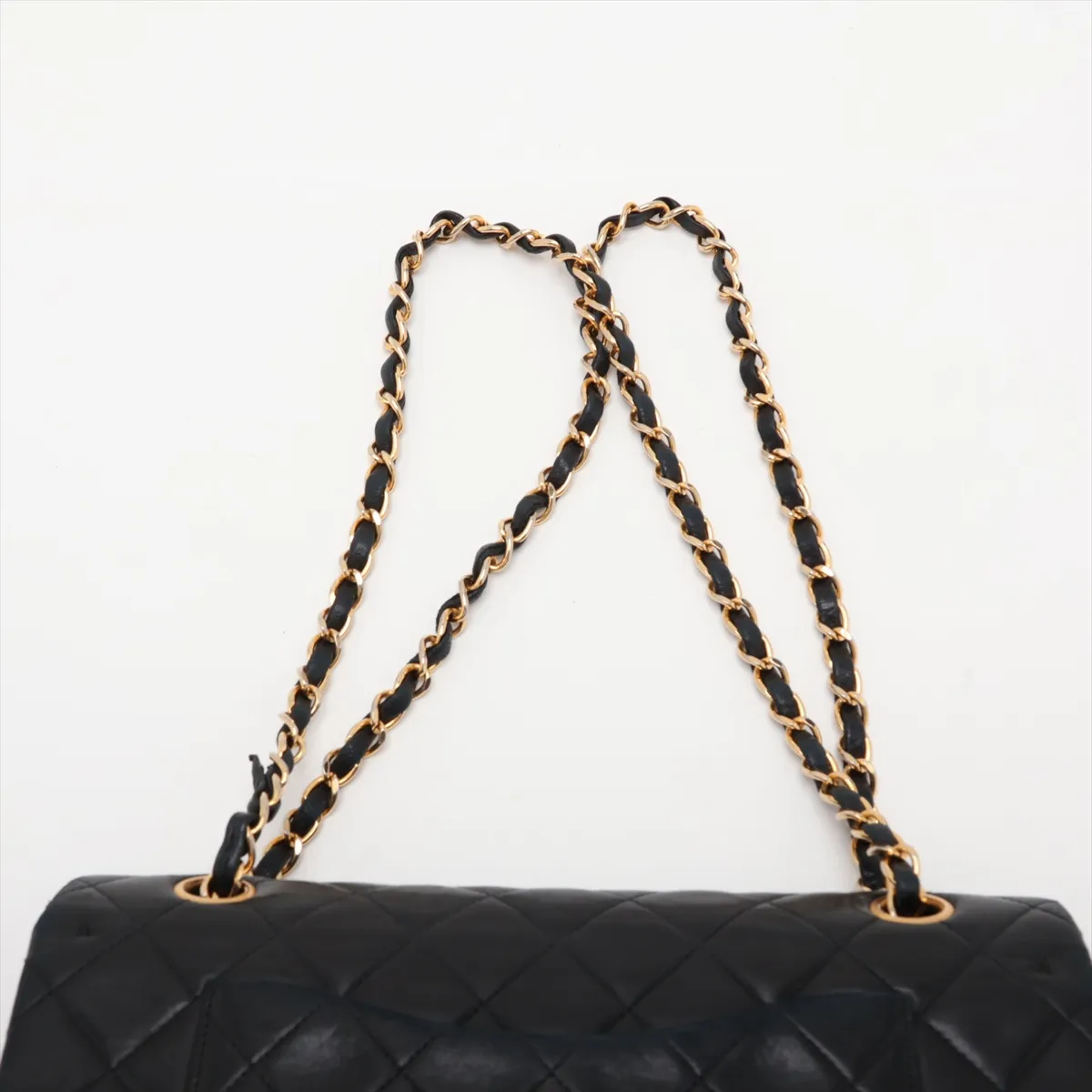 Matelassé 25 Lambskin Double Flap Double Chain Bag, Black with Gold Hardware, 2349326, Series 2, A01112 — view 6