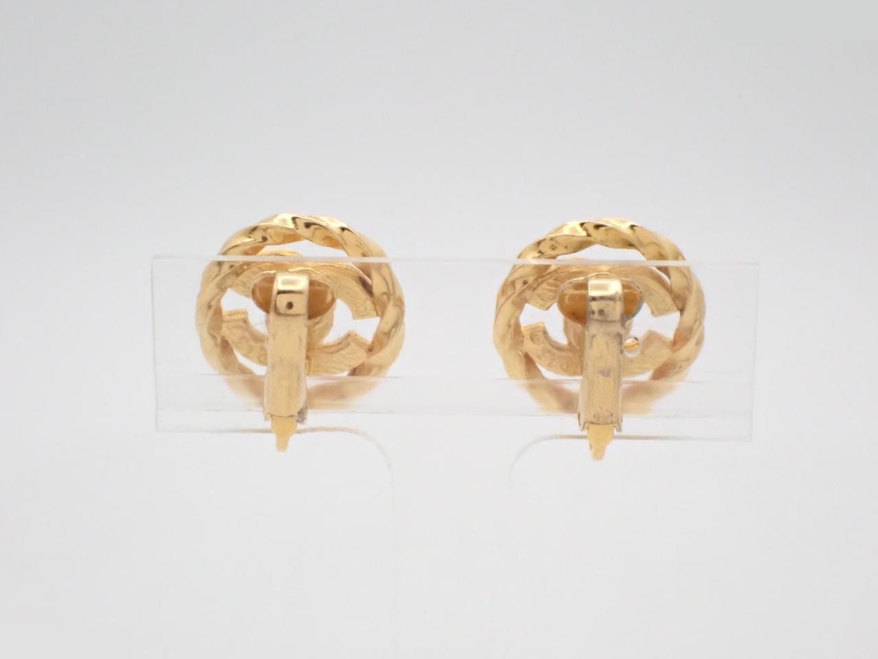 Earrings, Coco Mark design, gold, stone — view 2
