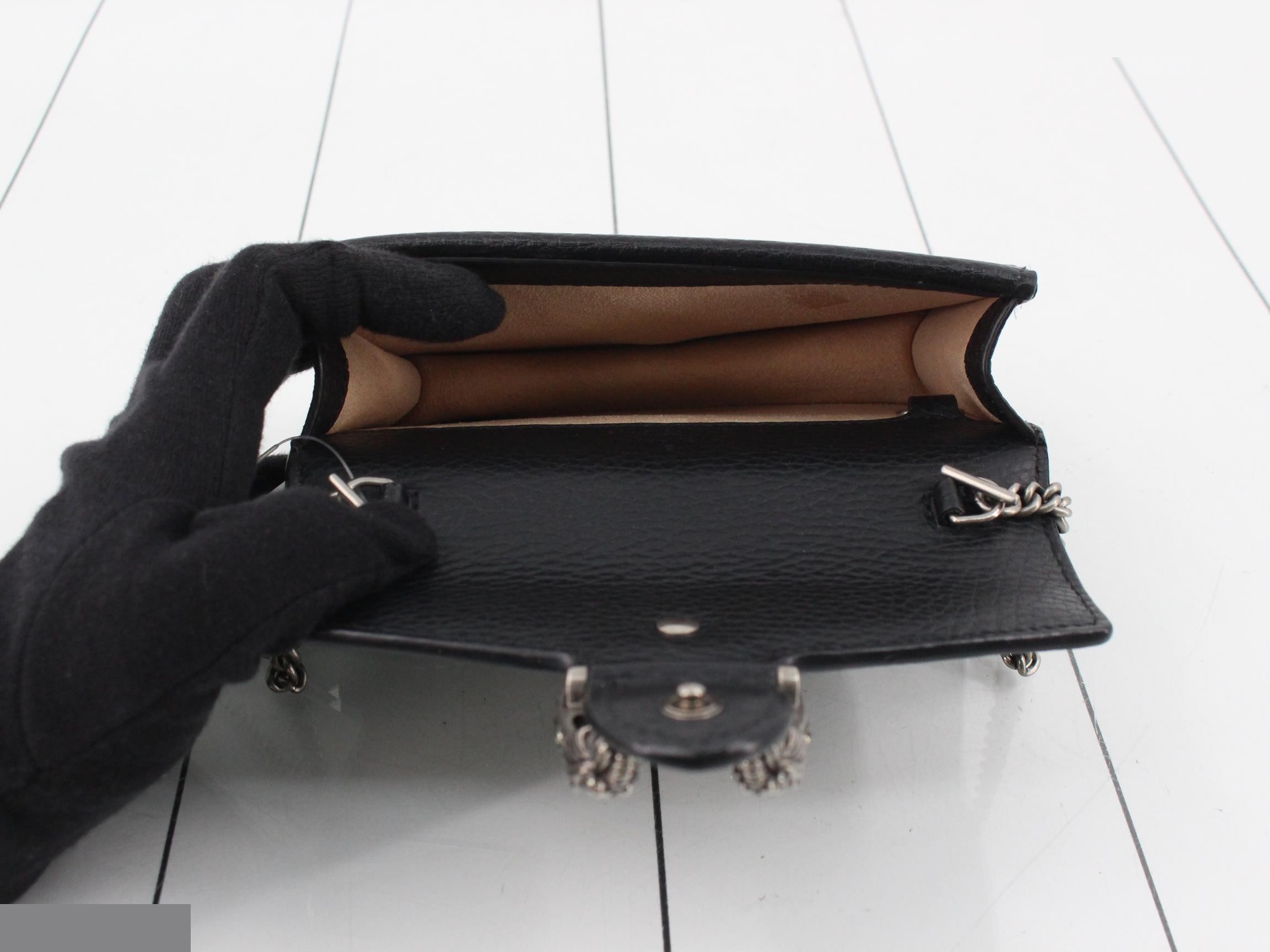 Dionysus Leather Chain Shoulder Bag, Black — view 4