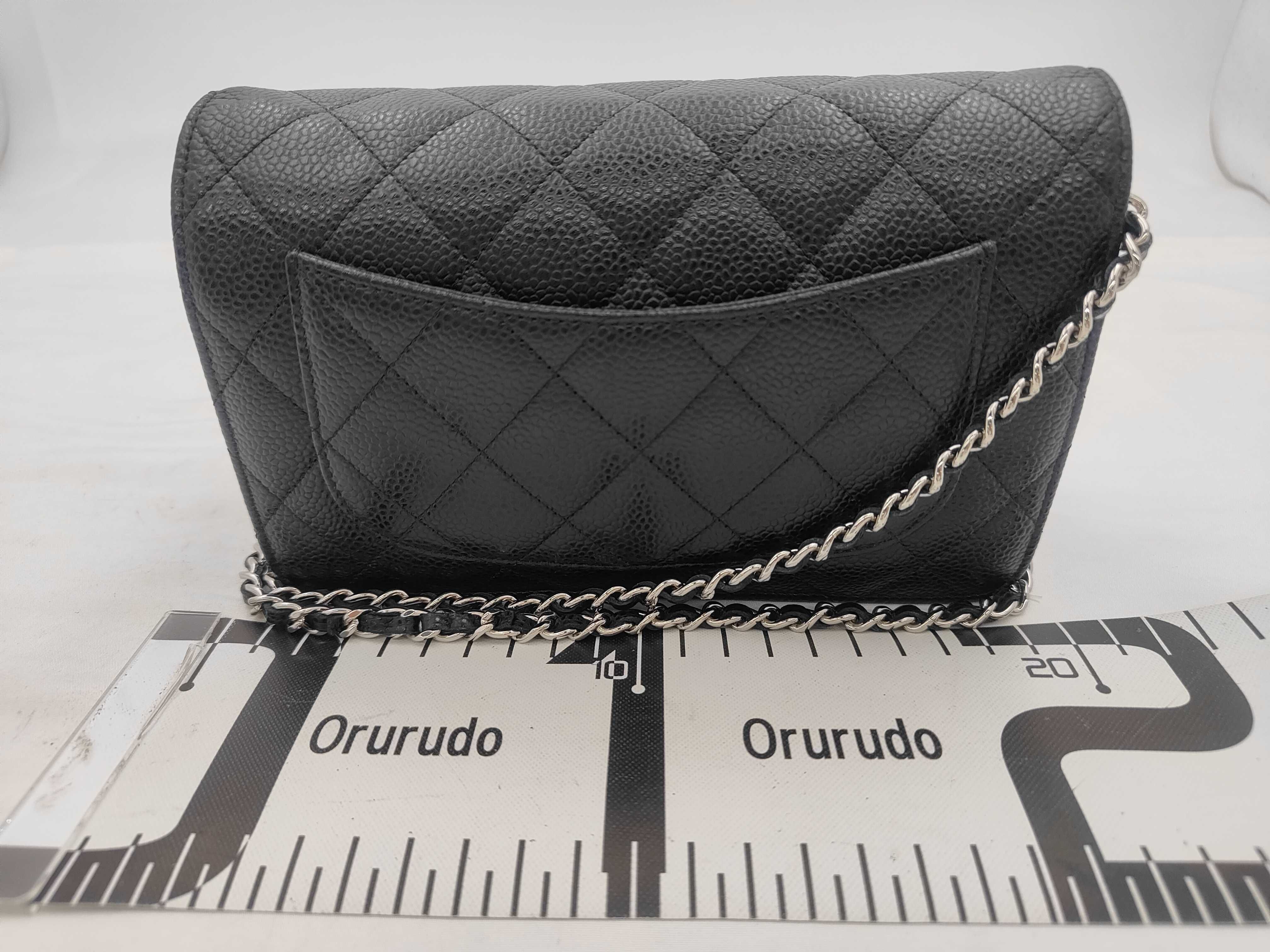 Caviar Skin Chain Shoulder Bag Chain Wallet Black (Serial Number 25) — view 2