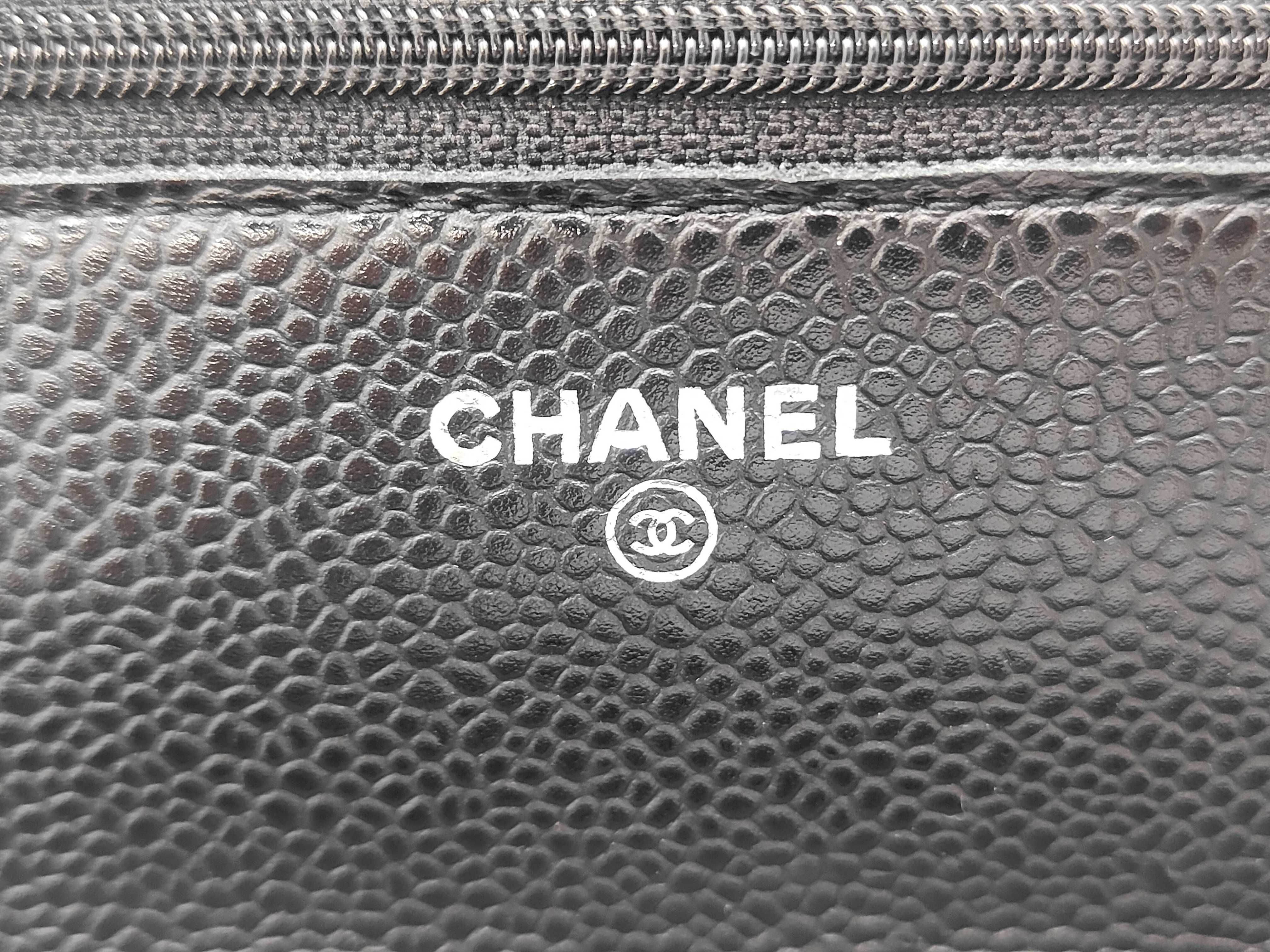 Caviar Skin Chain Shoulder Bag Chain Wallet Black (Serial Number 25) — view 11