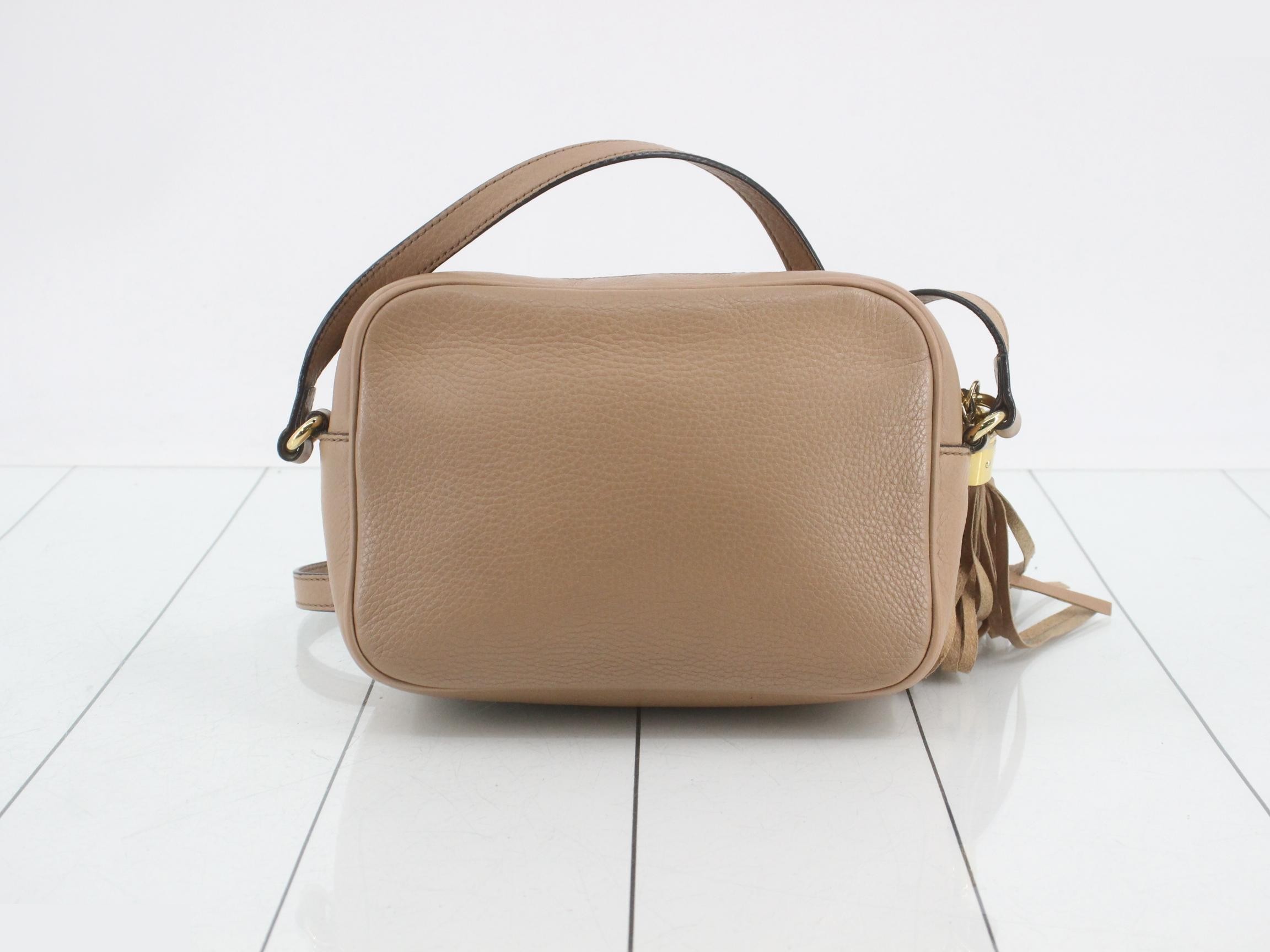 Soho Leather Tassel Shoulder Bag, Beige — view 2