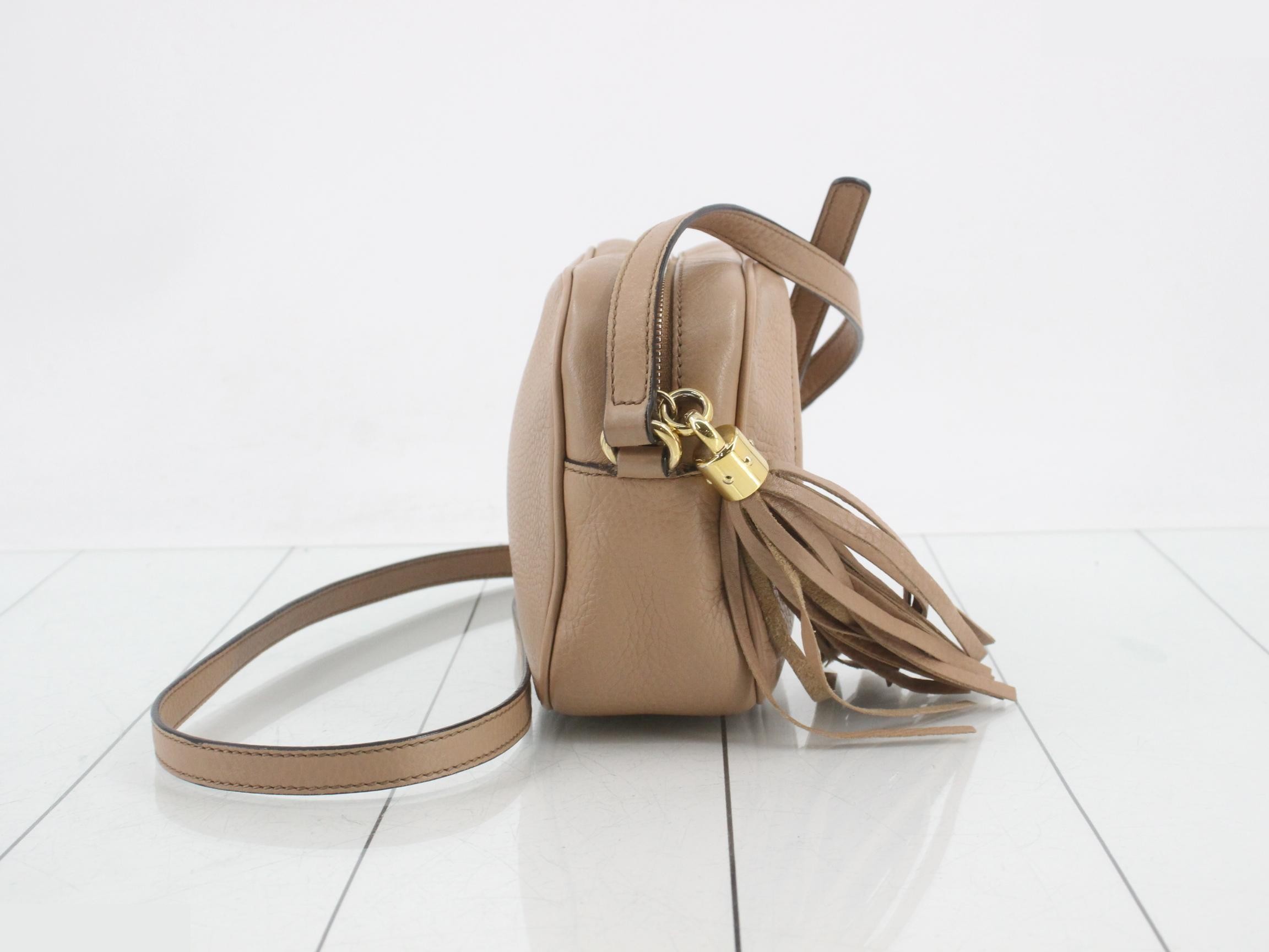 Soho Leather Tassel Shoulder Bag, Beige — view 4