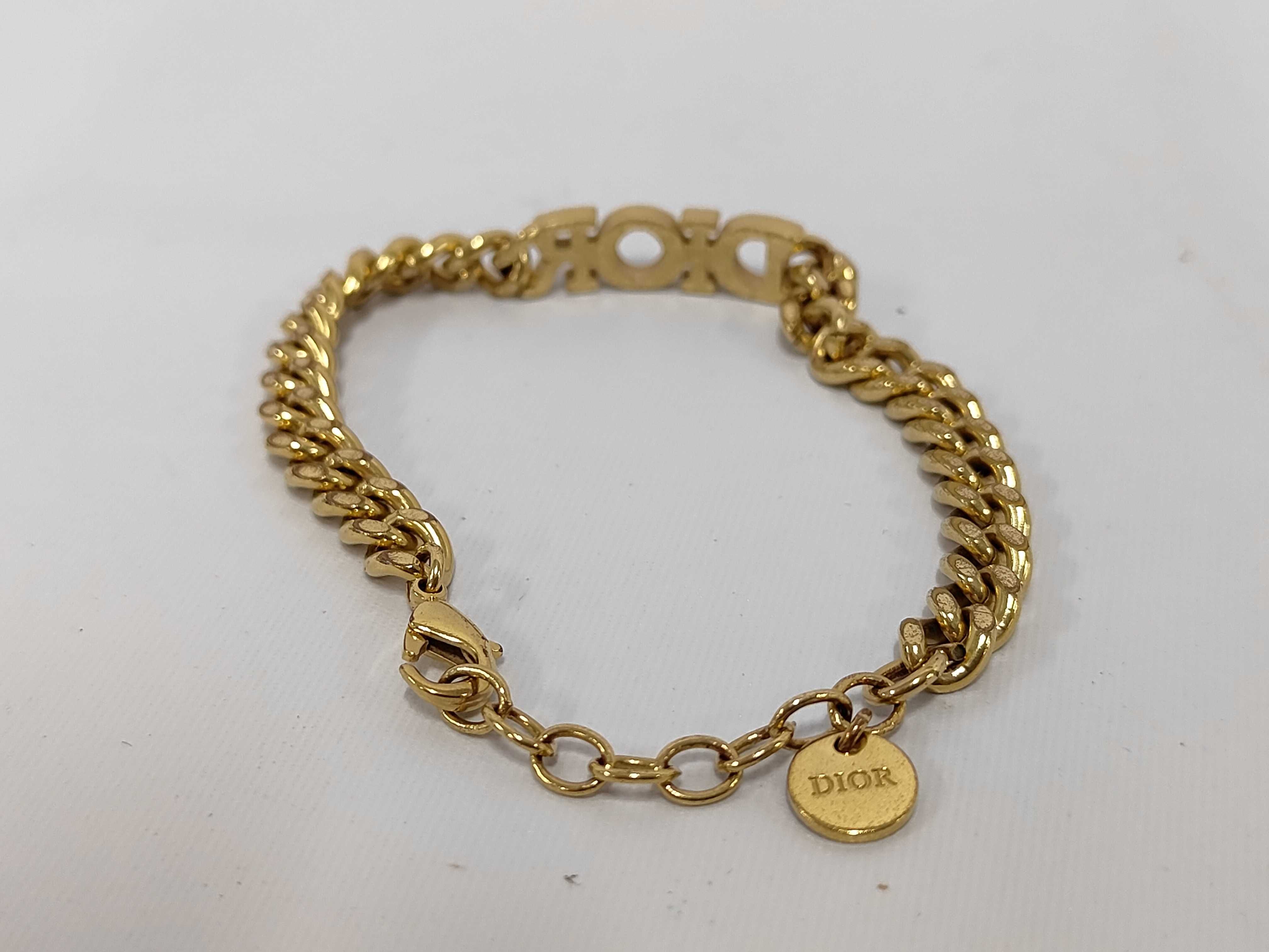 logo rhinestone gold bracelet (bracelet/bangle) — view 6