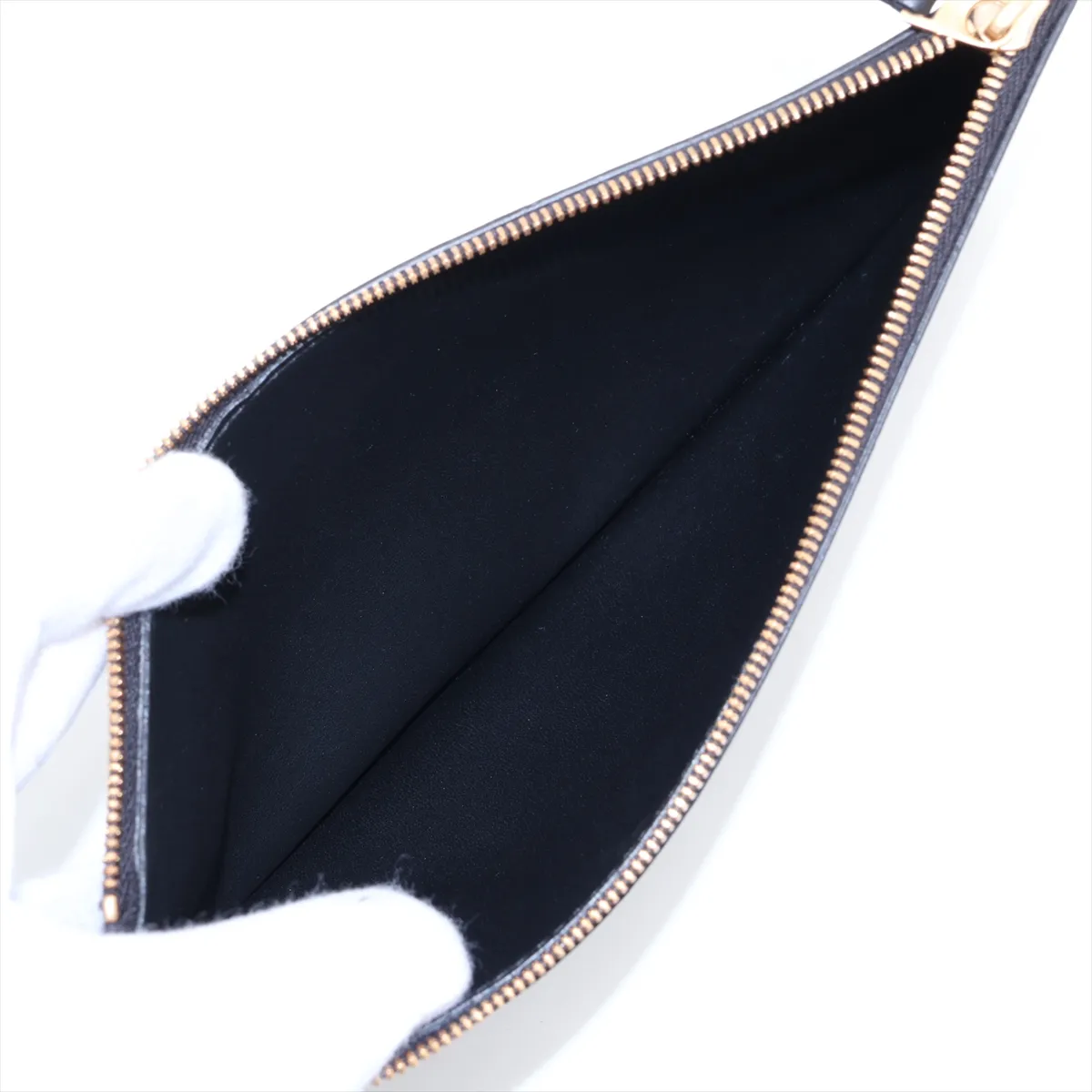 Intrecciato Leather Shoulder Bag, Black, Pouch, Mold — view 7