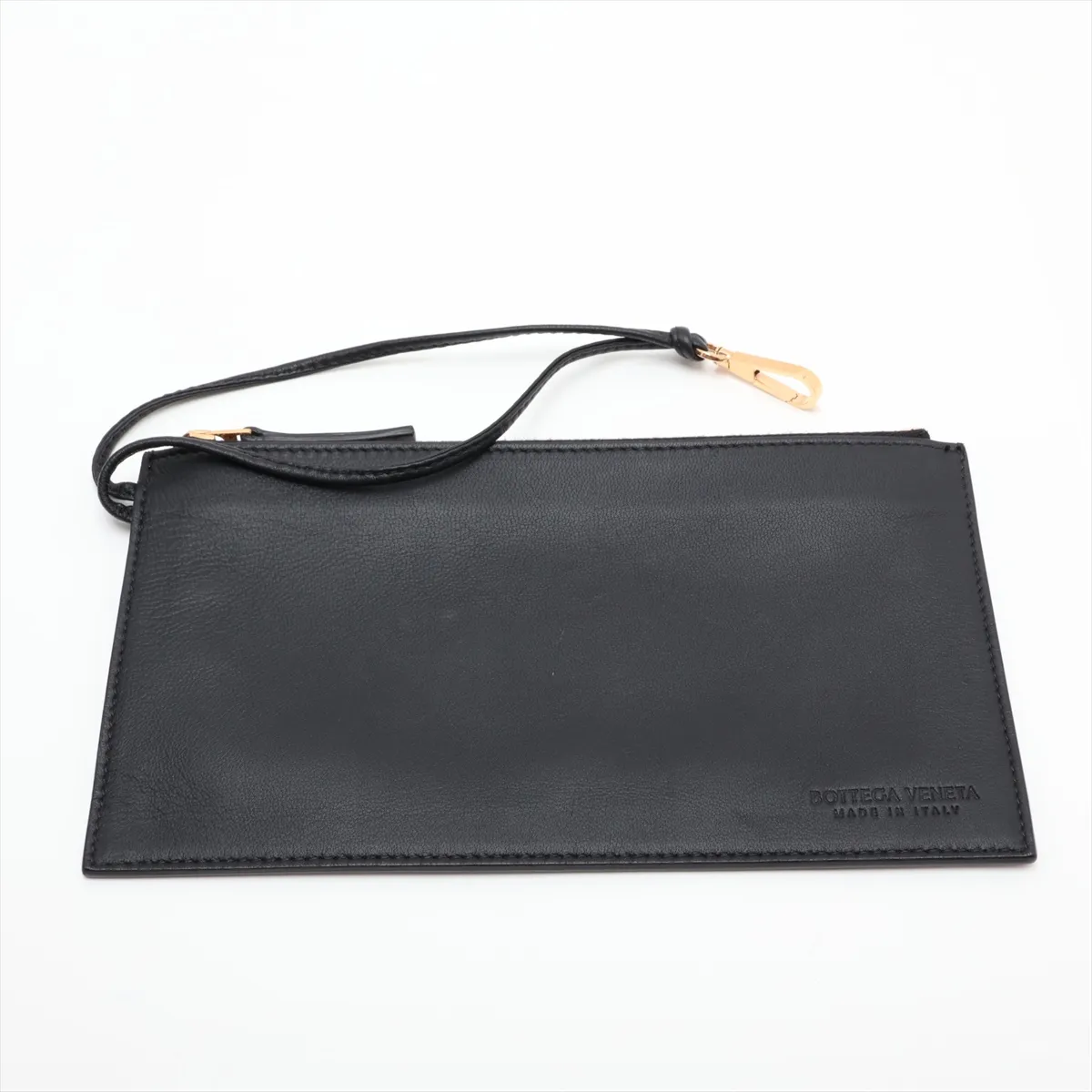 Intrecciato Leather Shoulder Bag, Black, Pouch, Mold — view 9