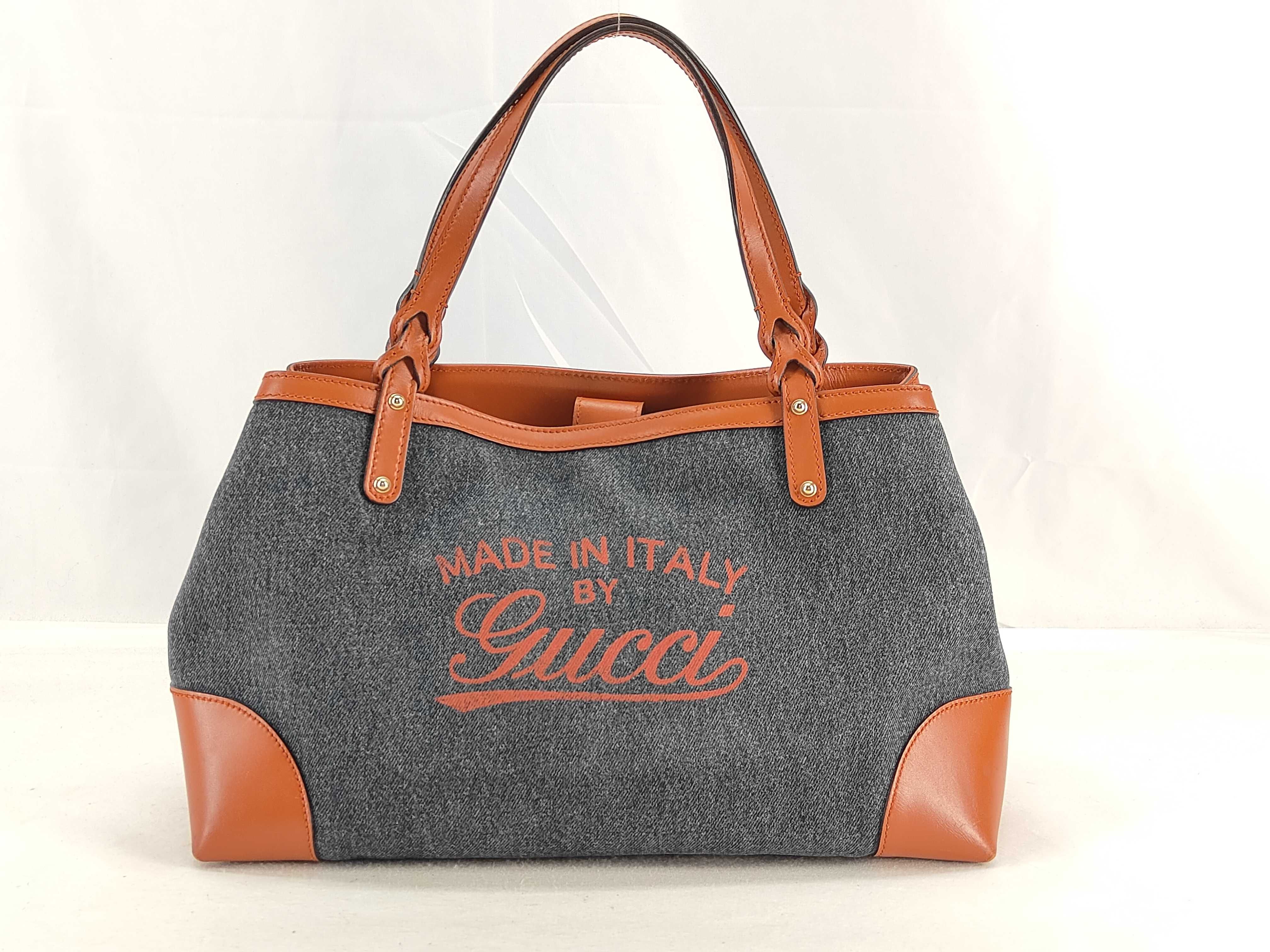 Denim Tote Bag with Logo Print