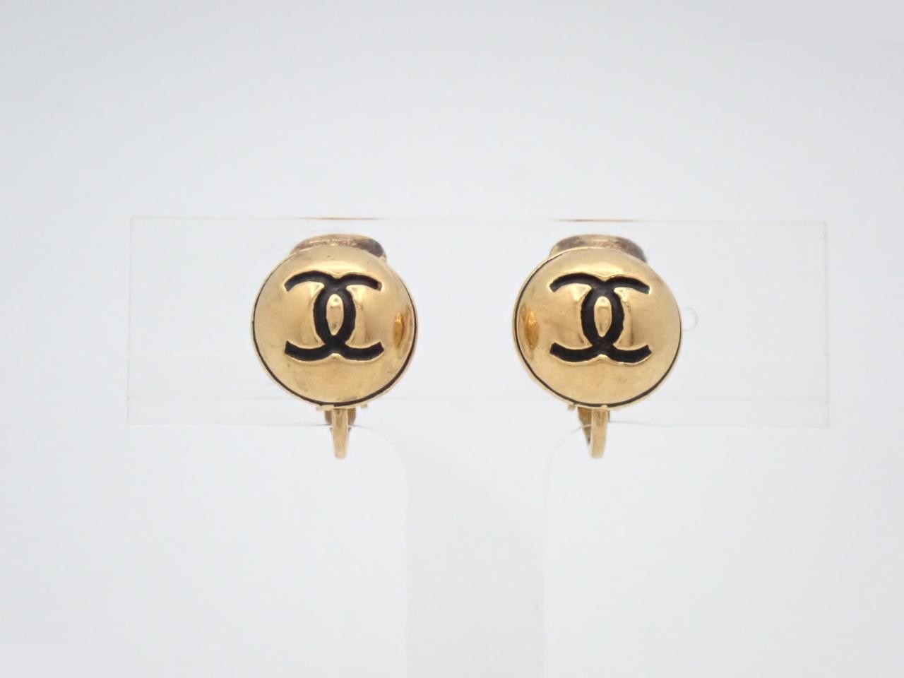 Coco Mark Round Earrings, GP Gold Color, 205